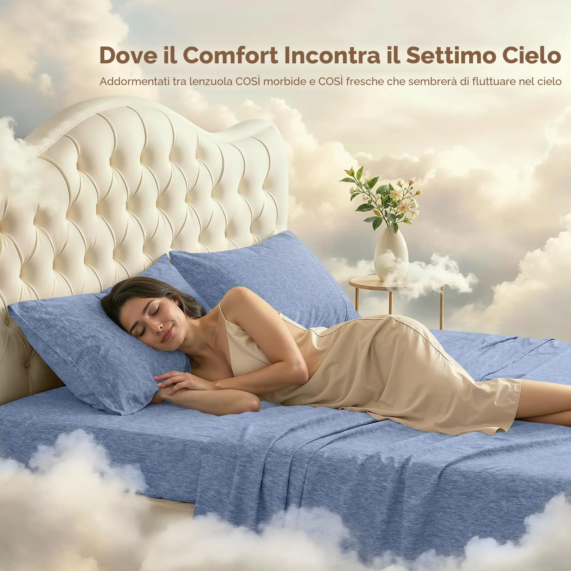 Utopia Bedding Set di lenzuola in microfibra, 4 pezzi, California King Size, Oeko Tex (Heather Navy) - immagine 4