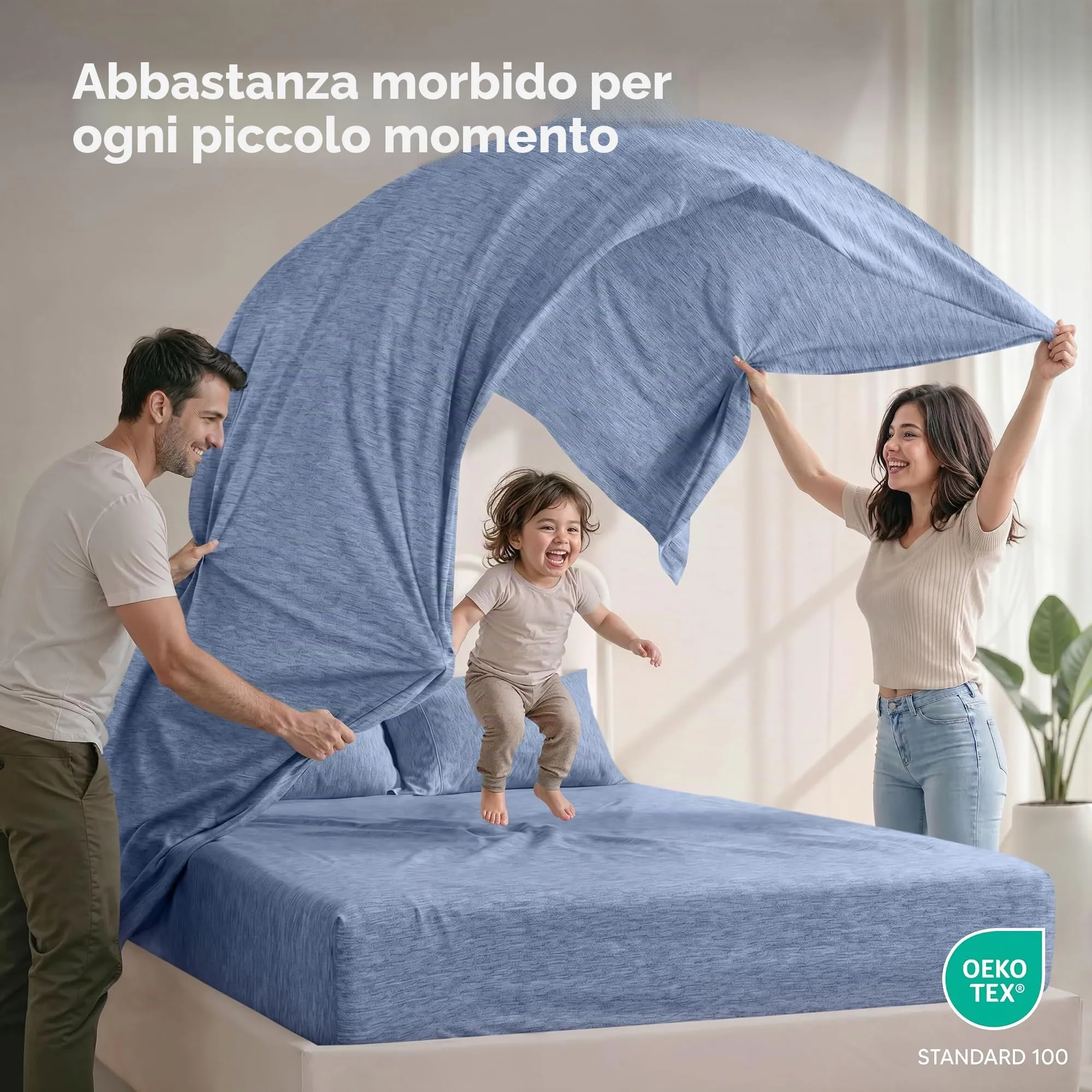 Utopia Bedding Set di lenzuola in microfibra, 4 pezzi, California King Size, Oeko Tex (Heather Navy) - immagine 5
