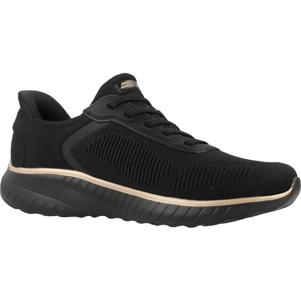 Skechers Bobs Squad Chaos Current Muse Slip-in Sneakers, Black Rose Gold Textile, 36 EU - immagine 5