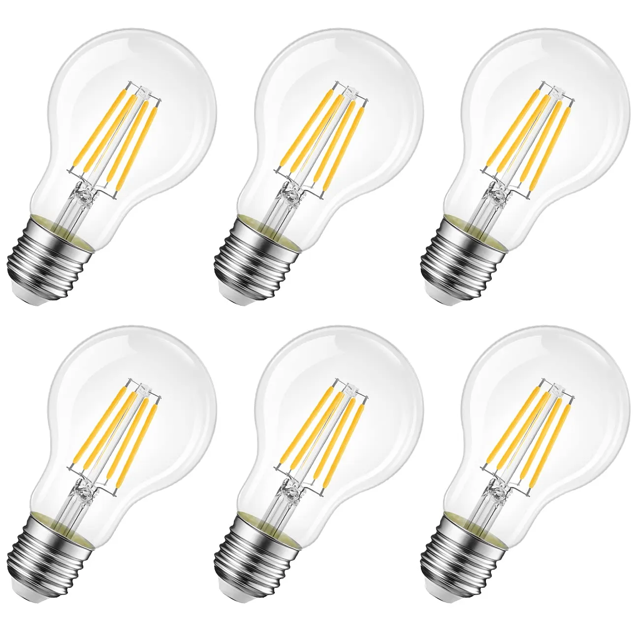 LVWIT Lampadine LED Filamento E27 6.5W A60, 806 Lumen, 6500K Bianco Freddo, Non Dimmerabile - Confezione da 6 pezzi - immagine 1