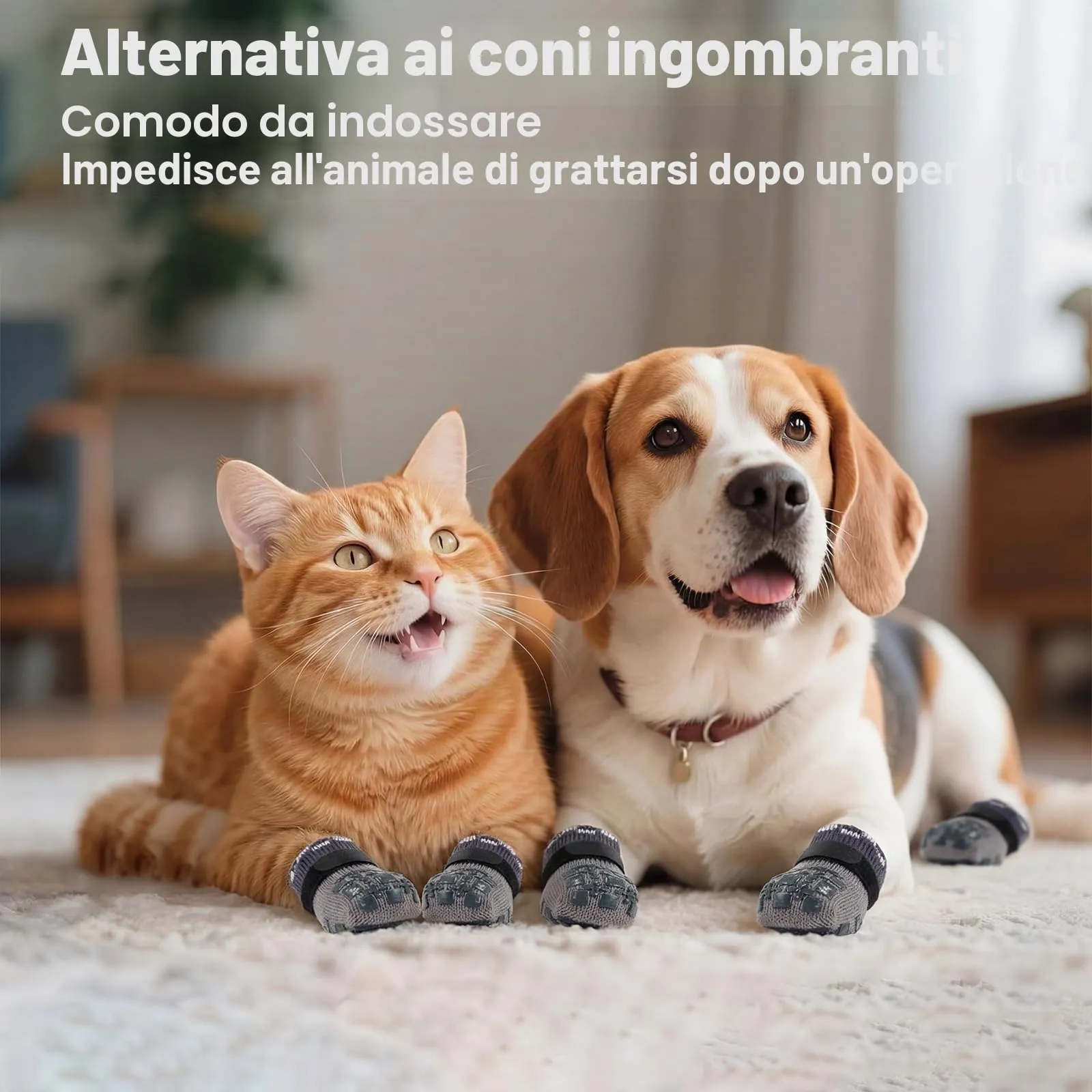 PUMYPOREITY Calzini Antiscivolo per Cane, Traspiranti per Ferite e Interni, Grigio, M (2 Paia) - immagine 6