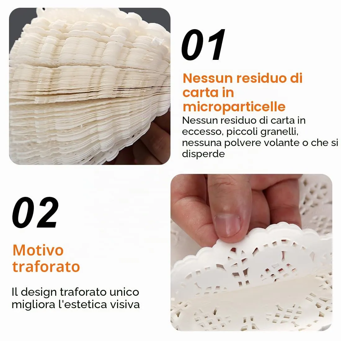 AOEVUIR Carta di pizzo rotonda per torte e dessert, 100 pezzi, 8,8 cm - immagine 3