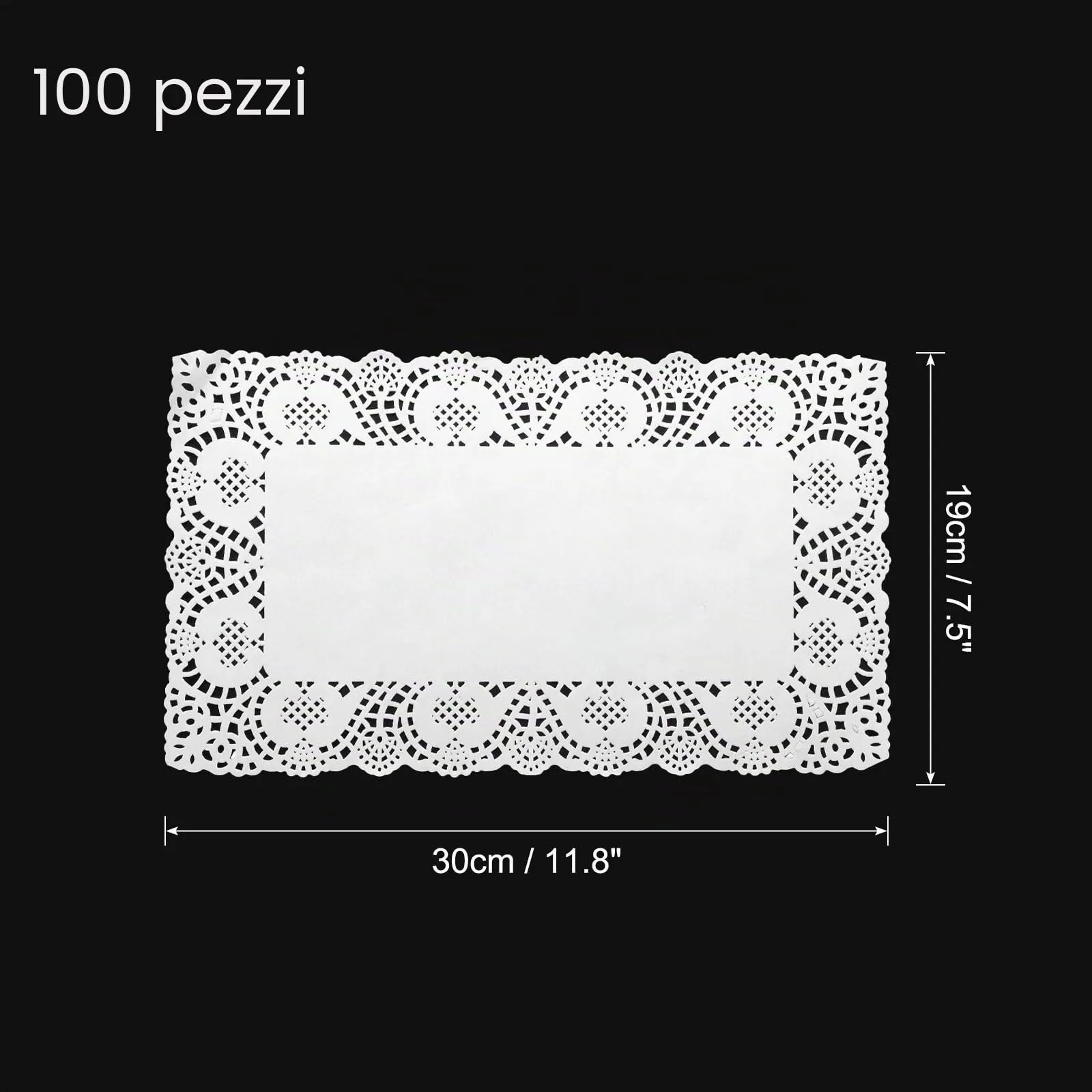 QUARKZMAN Centrini Di Carta Pizzo Bianco 7,5" x 12" Rettangolari 100Pz - immagine 2