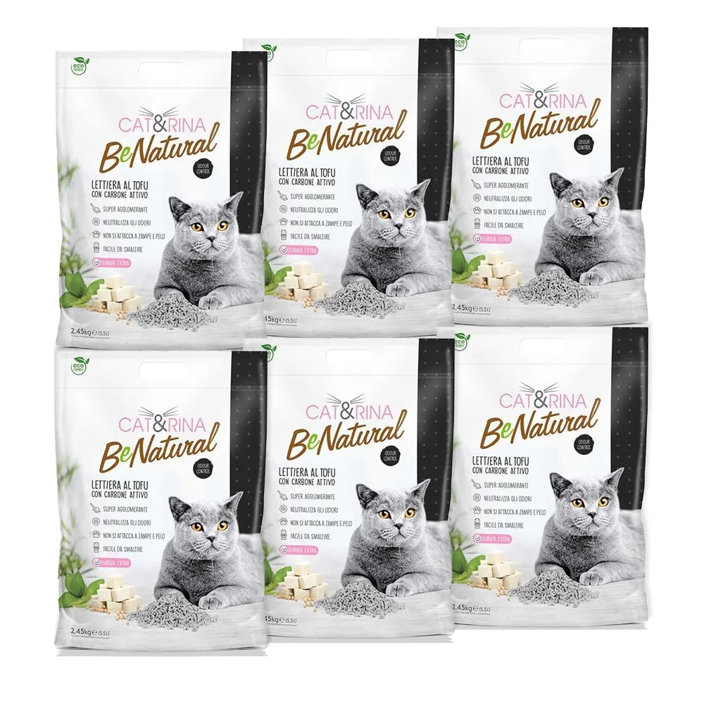 Cat&Rina BeNatural Lettiera per Gatti al Tofu 5,5L, 6 pezzi - immagine 1