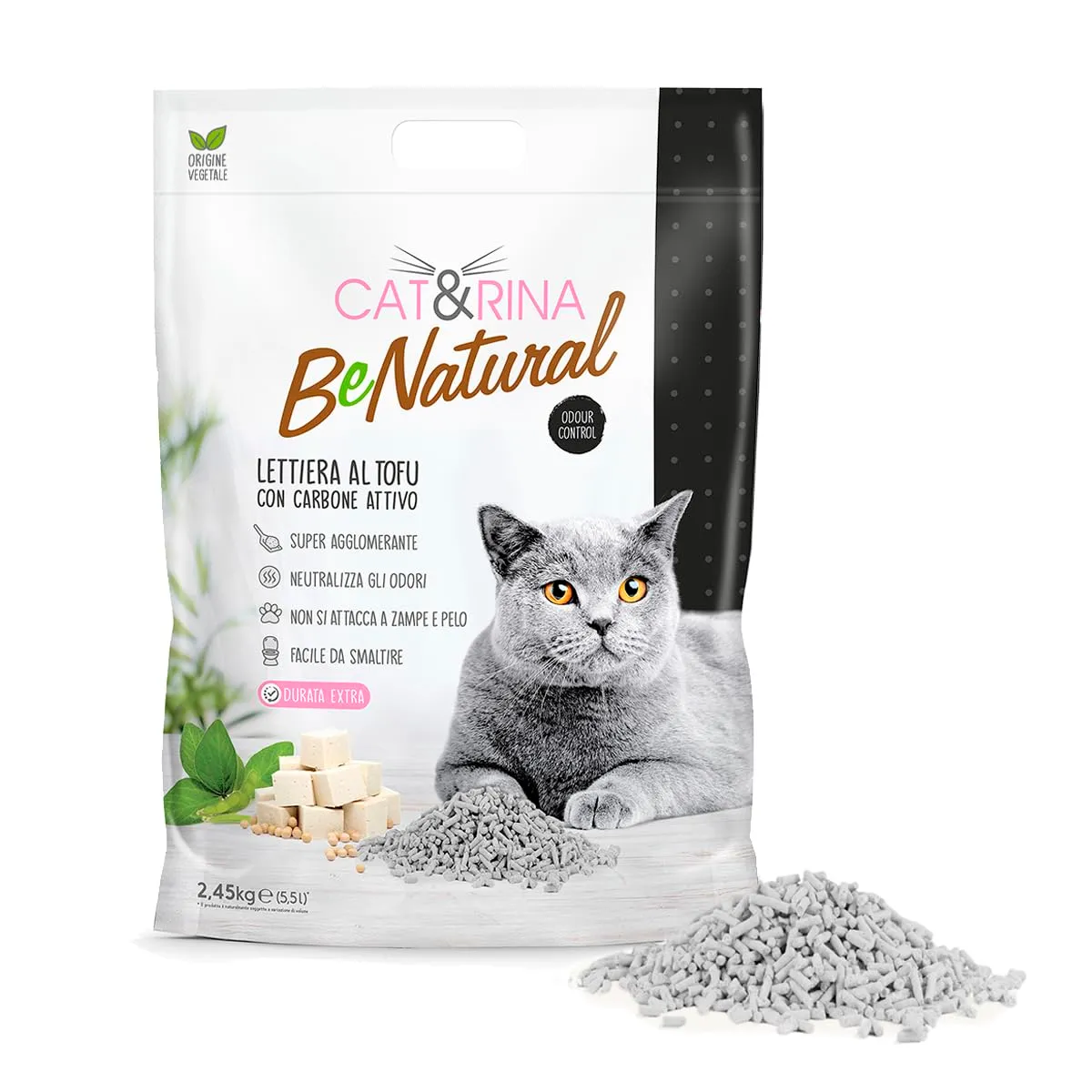 Cat&Rina BeNatural Lettiera per Gatti al Tofu 5,5L, 6 pezzi - immagine 2