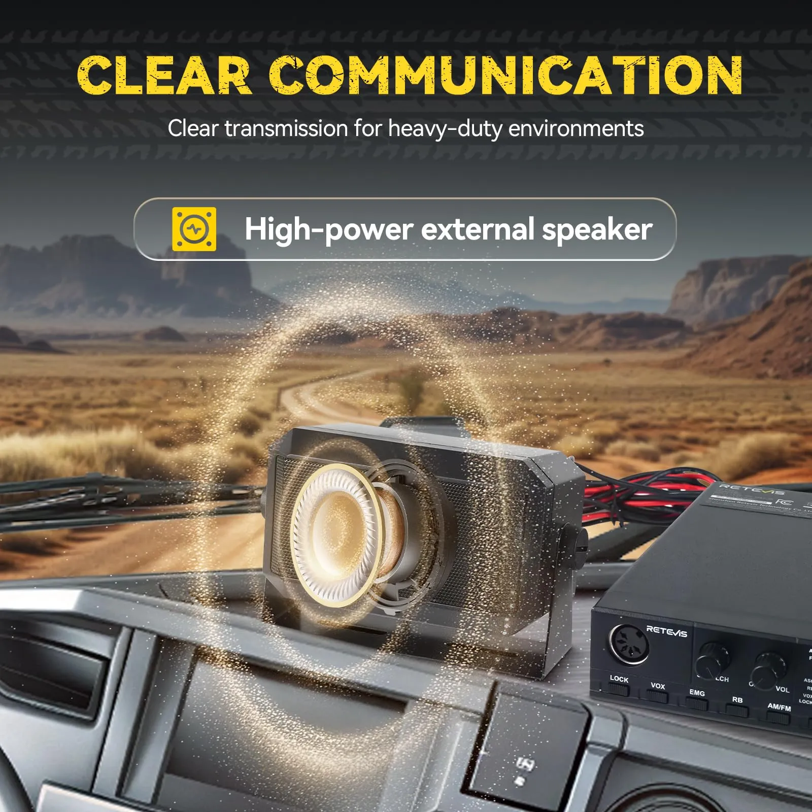 Retevis MB62 CB Radio with Antenna, External Speaker, VOX, ASQ/SQ Noise Reduction, AM/FM, EMG CH9/19 and Mounting Bracket - immagine 2