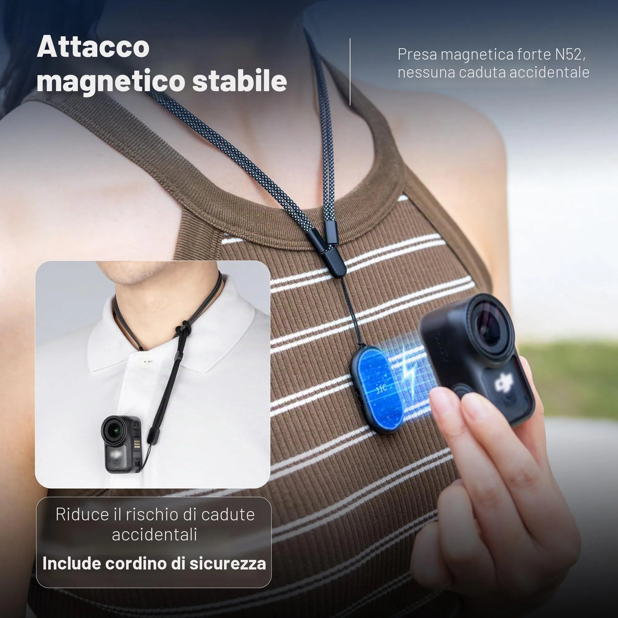 JJC Collana con supporto magnetico da collo per DJI Osmo Nano e Insta 360 GO 3/3S - immagine 2