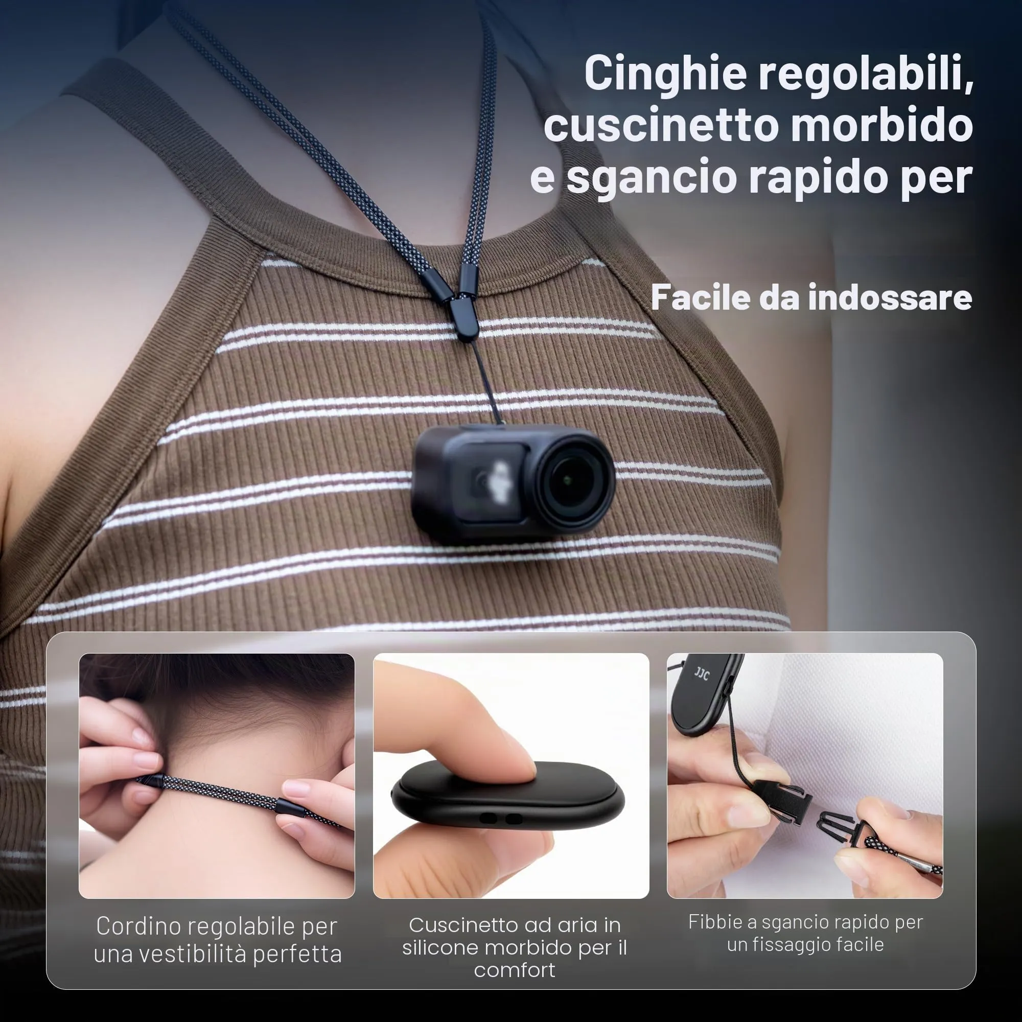 JJC Collana con supporto magnetico da collo per DJI Osmo Nano e Insta 360 GO 3/3S - immagine 3