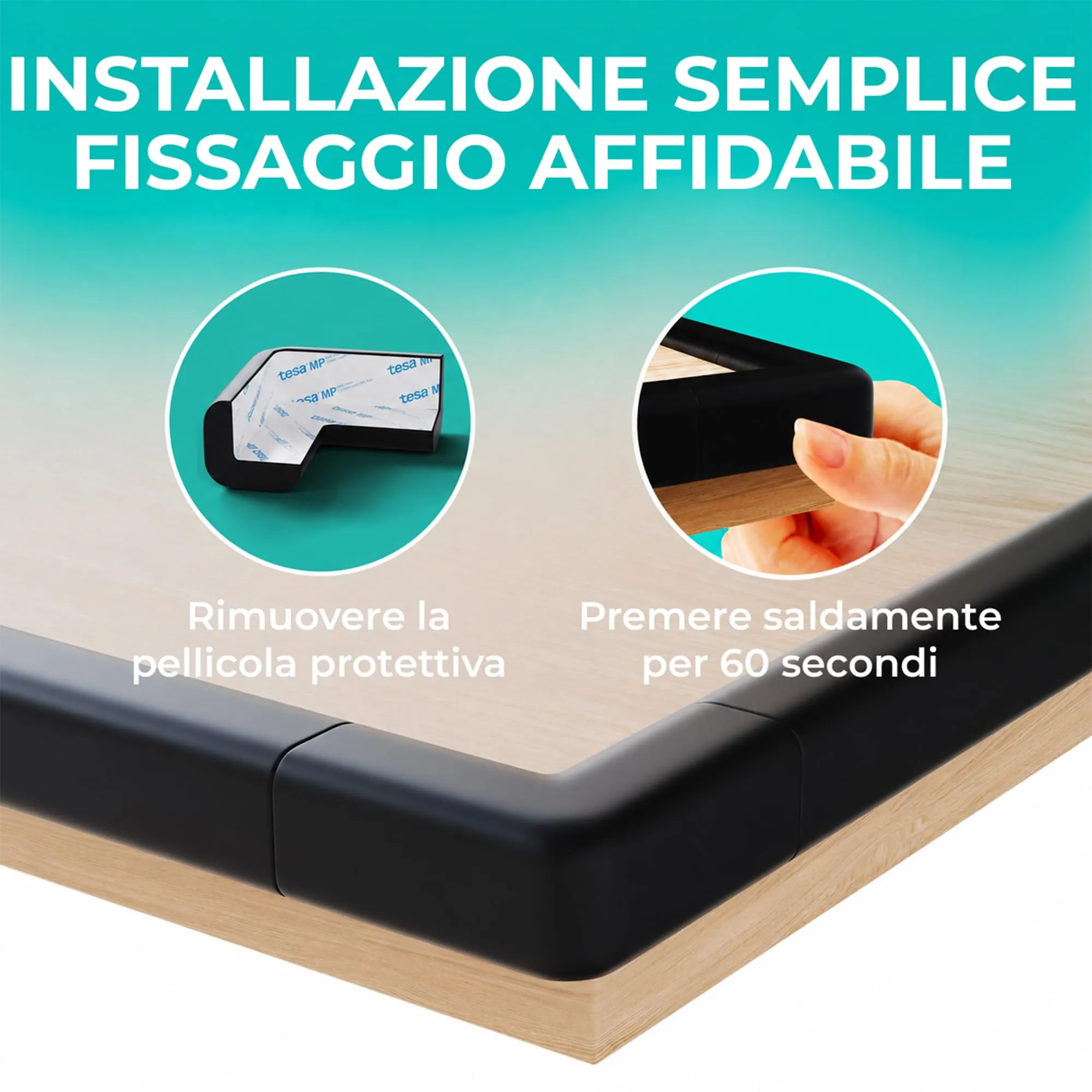 SafeMate Paraspigoli per Bambini, 6m + 10 Angolari, Nero Matt - immagine 4