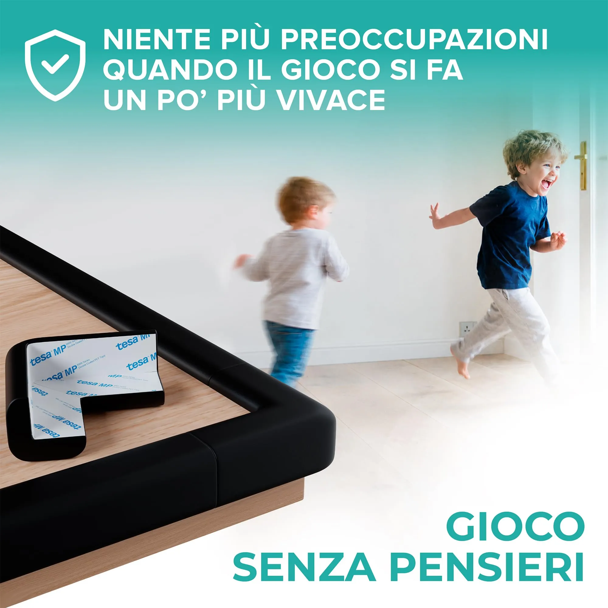 SafeMate Paraspigoli per Bambini, 6m + 10 Angolari, Nero Matt - immagine 8