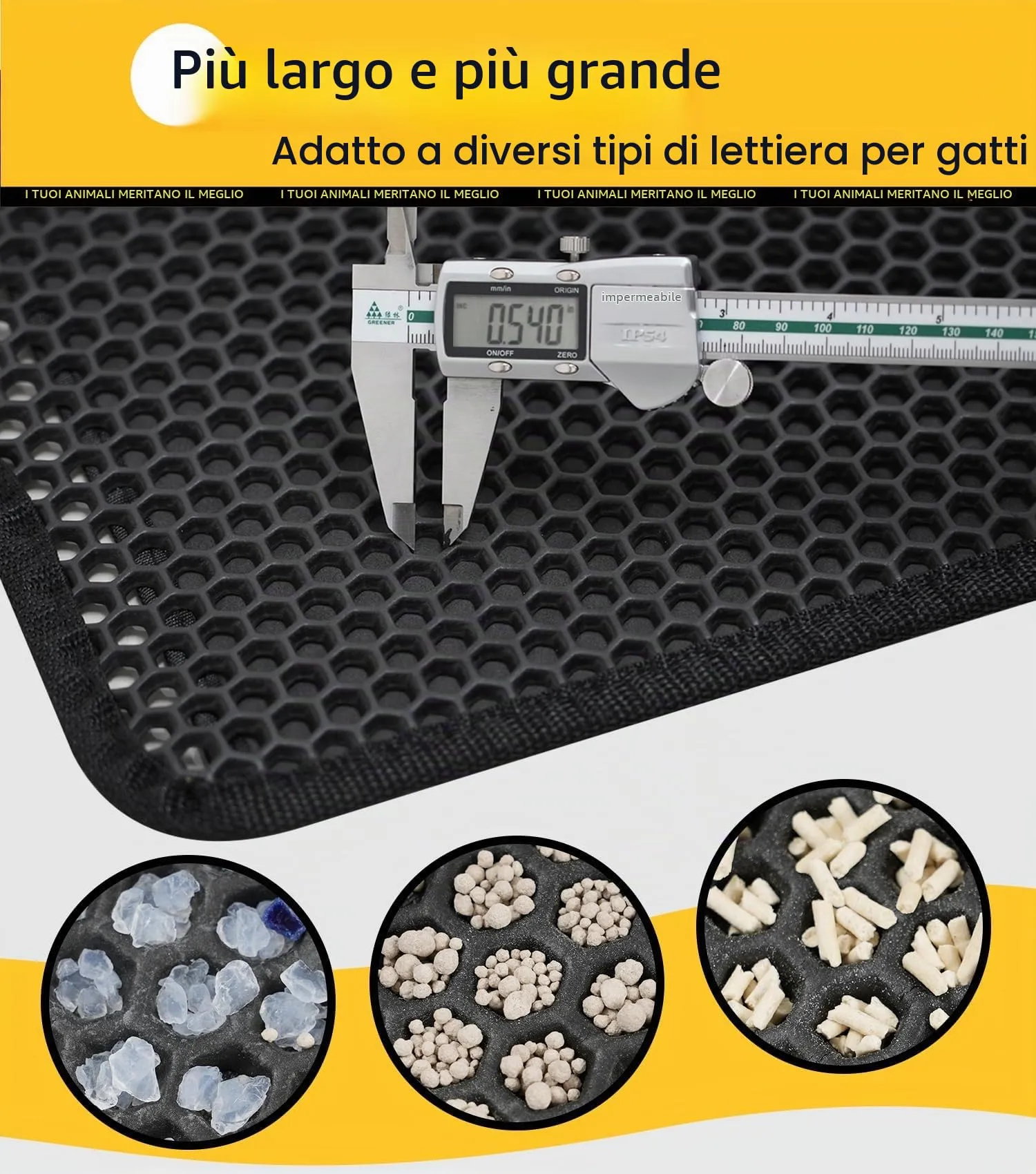 Conlun Tappetino Lettiera Gatto, Doppio Strato, Impermeabile e Antiscivolo, 60x37cm, Nero - immagine 6