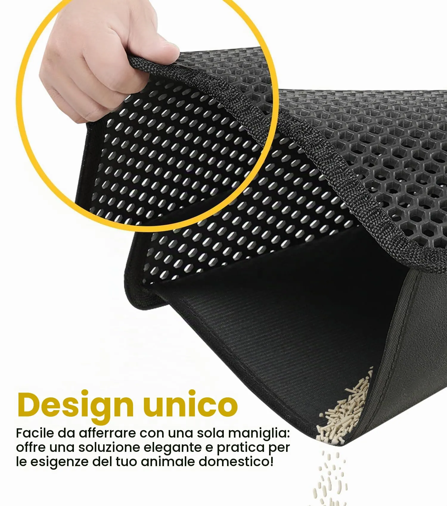 Conlun Tappetino Lettiera Gatto, Doppio Strato, Impermeabile e Antiscivolo, 60x37cm, Nero - immagine 7