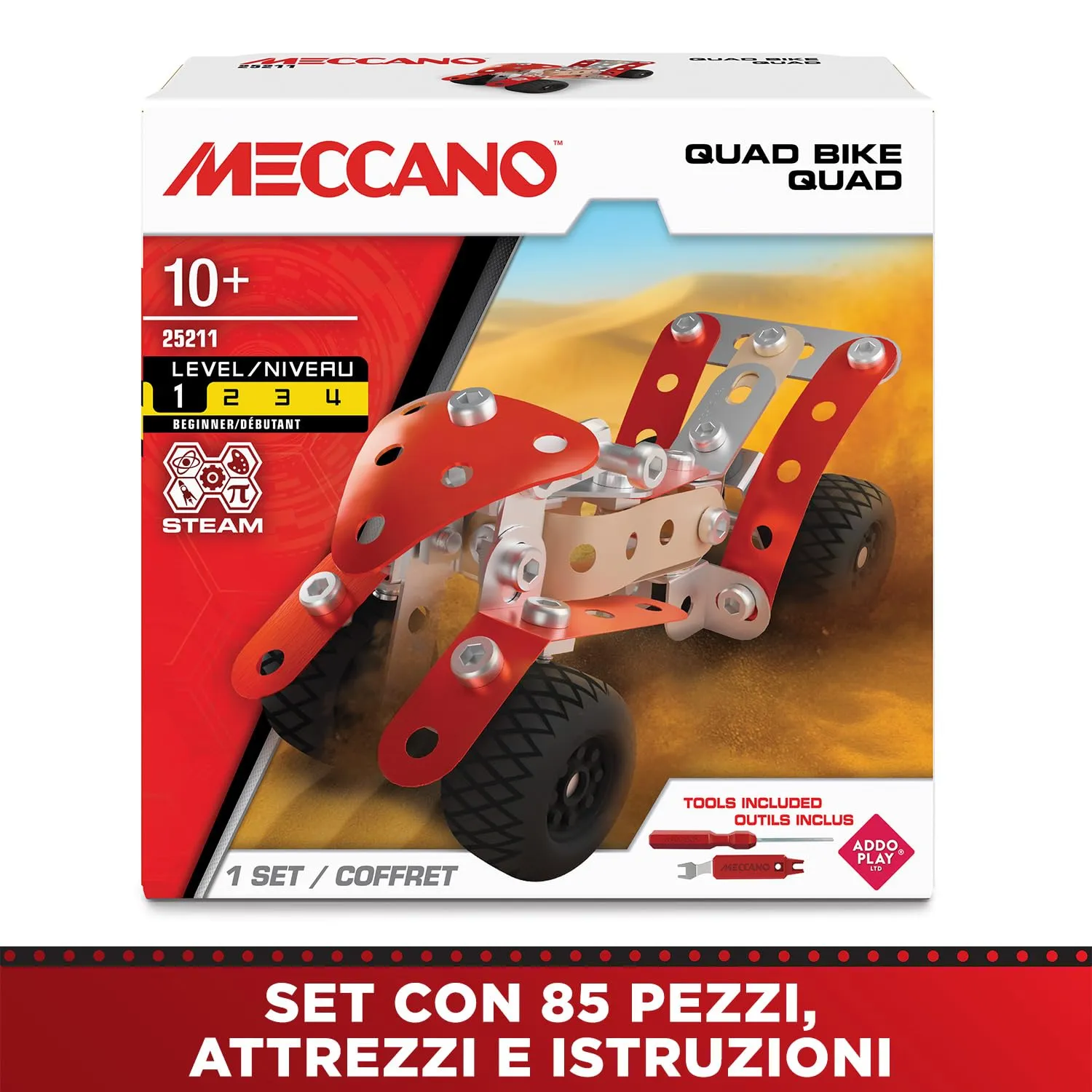 Bandai Meccano Quad Bike Set di Costruzione 85 pezzi APM11114 - immagine 6