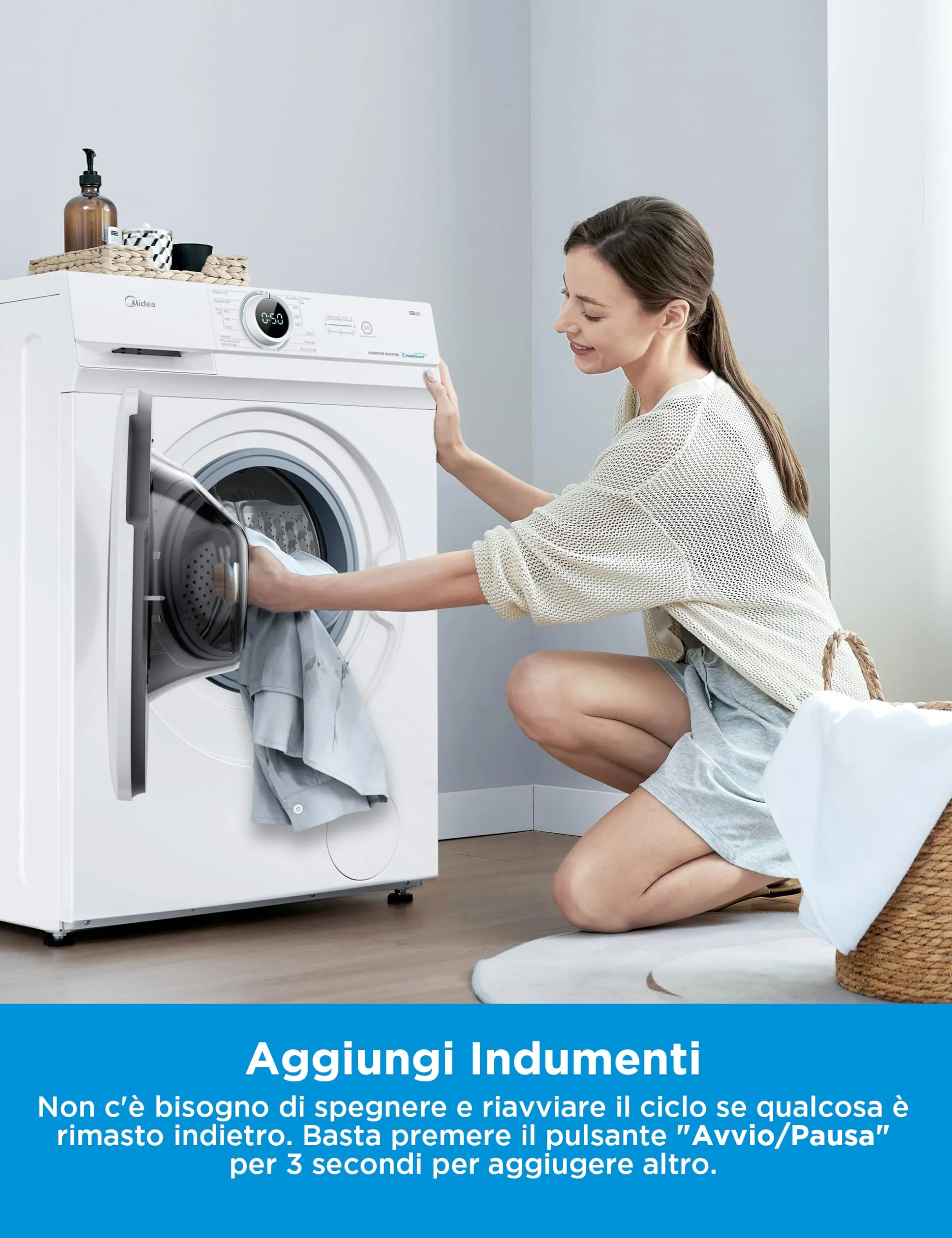 Midea MF10EW70B Lavatrice Slim 7 kg Classe A 1400 Giri Motore BLDC - immagine 7