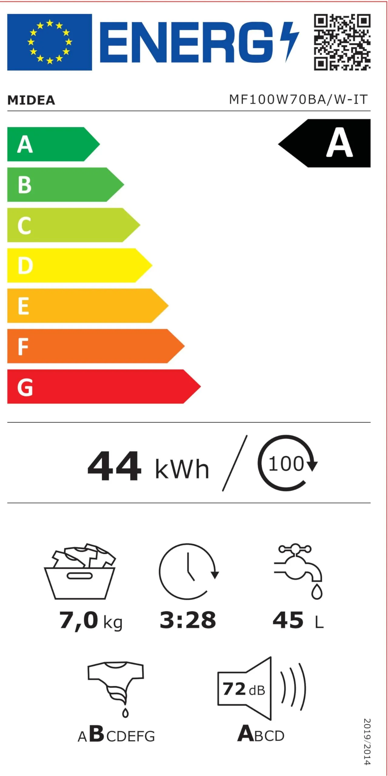 Midea MF10EW70B Lavatrice Slim 7 kg Classe A 1400 Giri Motore BLDC - immagine 10