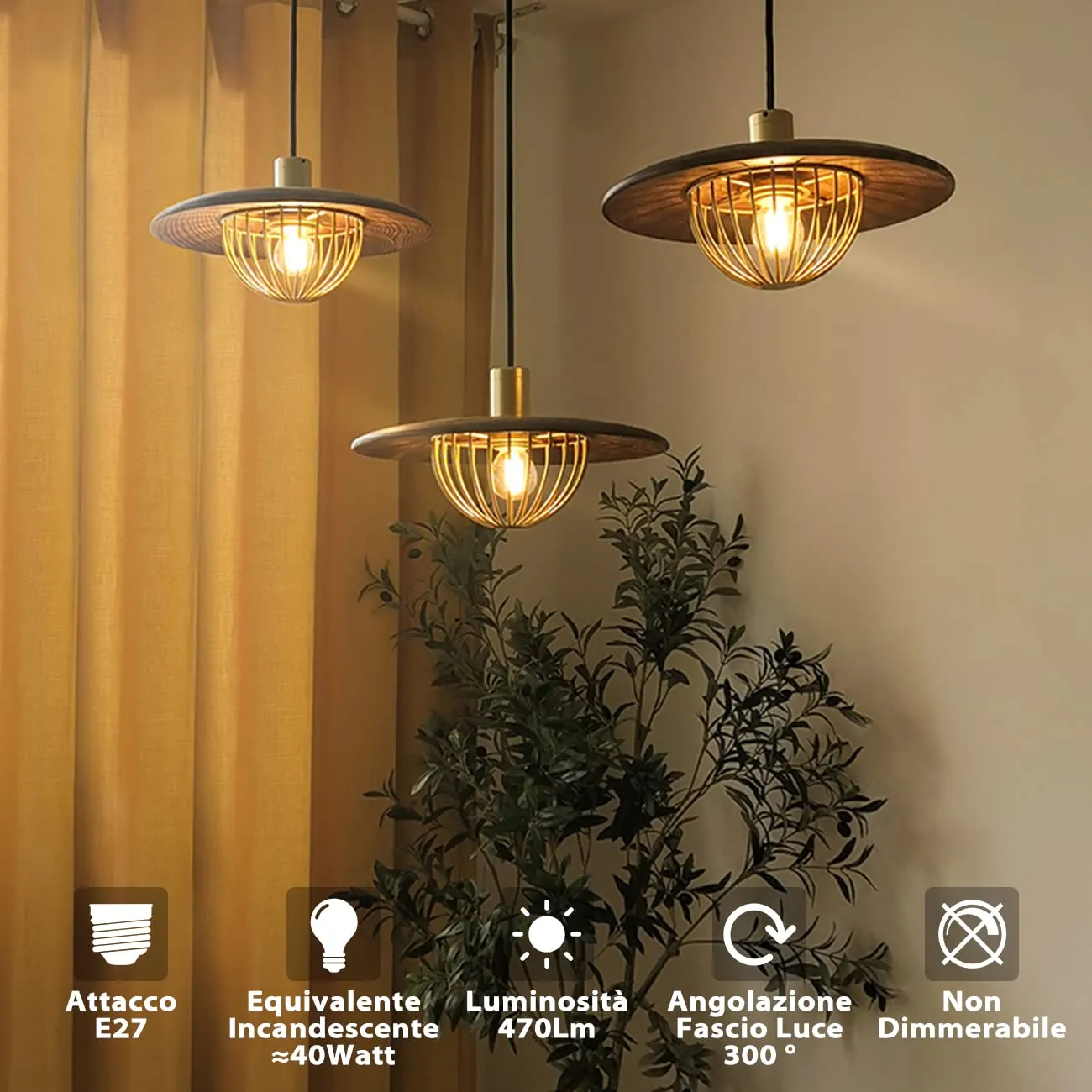LVWIT Lampadine a Filamento LED E27, 4W (40W), 470LM, 2700K, Luce Bianca Calda, A60, Non Dimmerabile, Confezione da 6 Pezzi - immagine 2