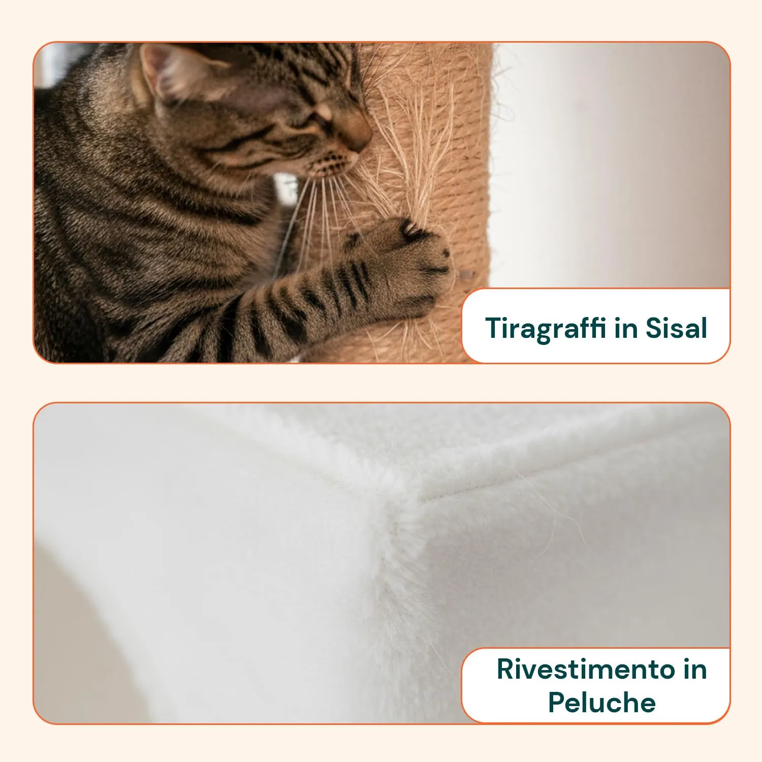 Wintem Tiragraffi con Cuccia per Gatti da Interno, 170 cm, Bianco - immagine 3