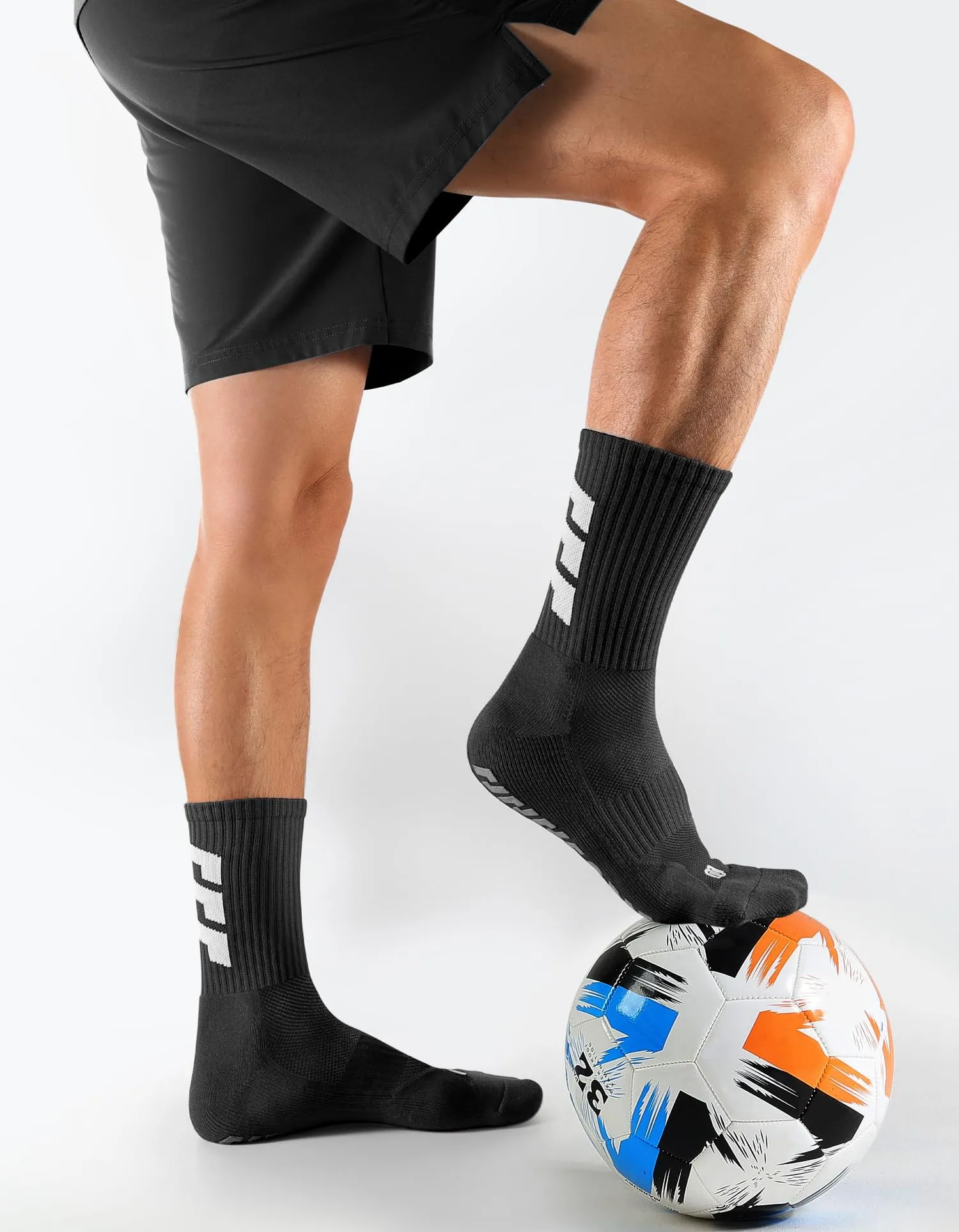 CLOSEMATE Calzini da Calcio Antiscivolo con Grip in Silicone, Nero, 39-42 - immagine 2