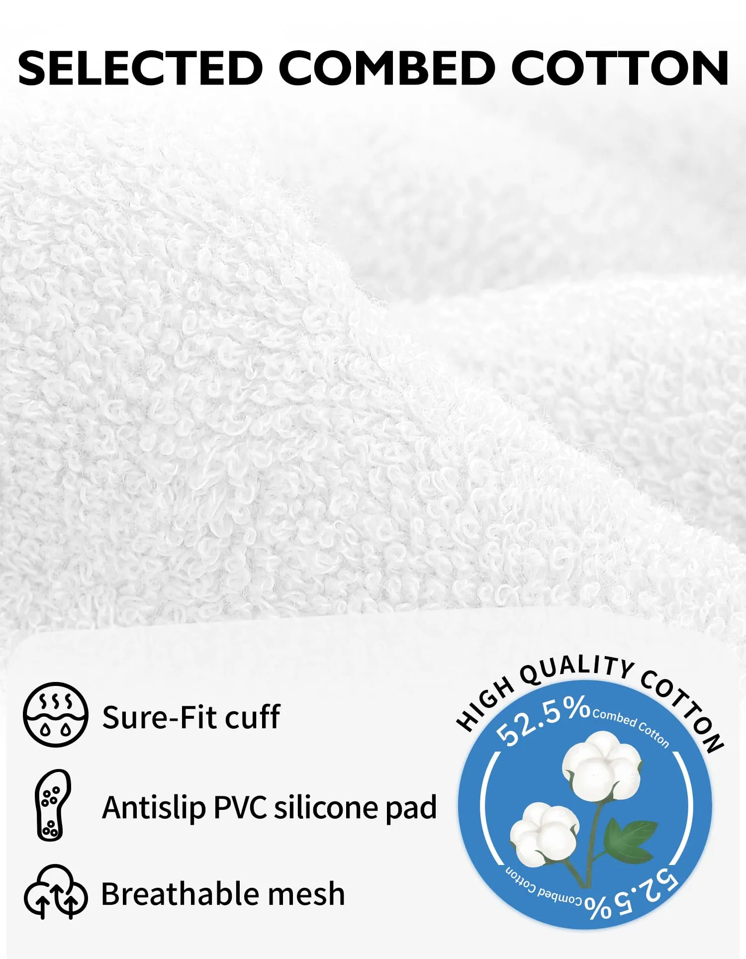 CLOSEMATE Calzini da Calcio Antiscivolo con Grip in Silicone, Bianco, Taglia 43-46 - immagine 4