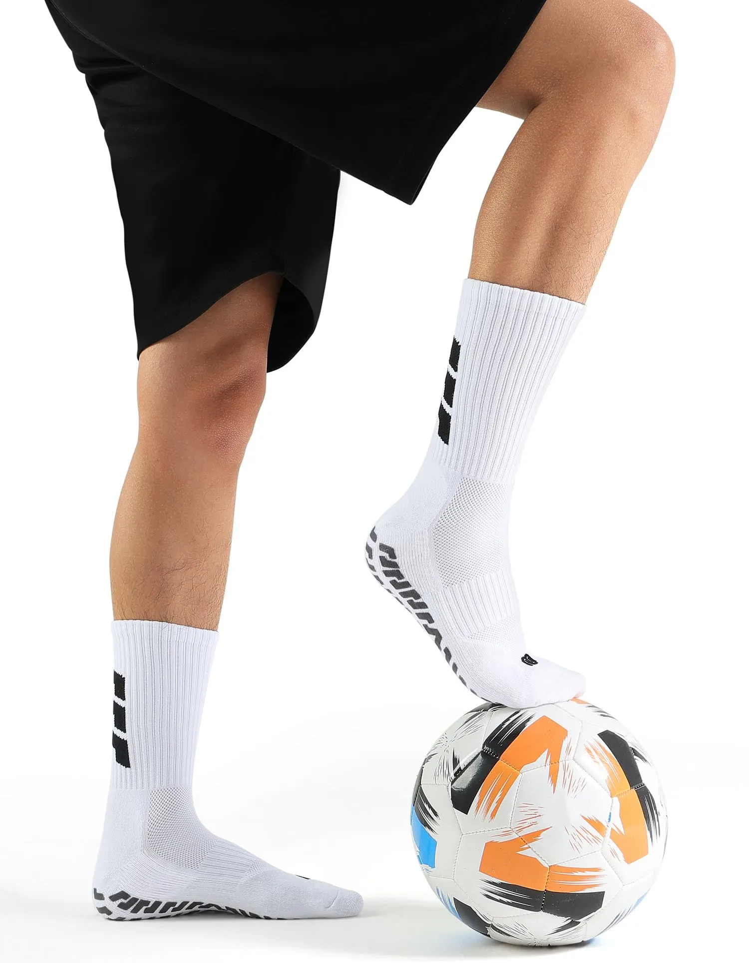 CLOSEMATE Calzini da Calcio Antiscivolo con Grip in Silicone, Bianco, 39-42 - immagine 2