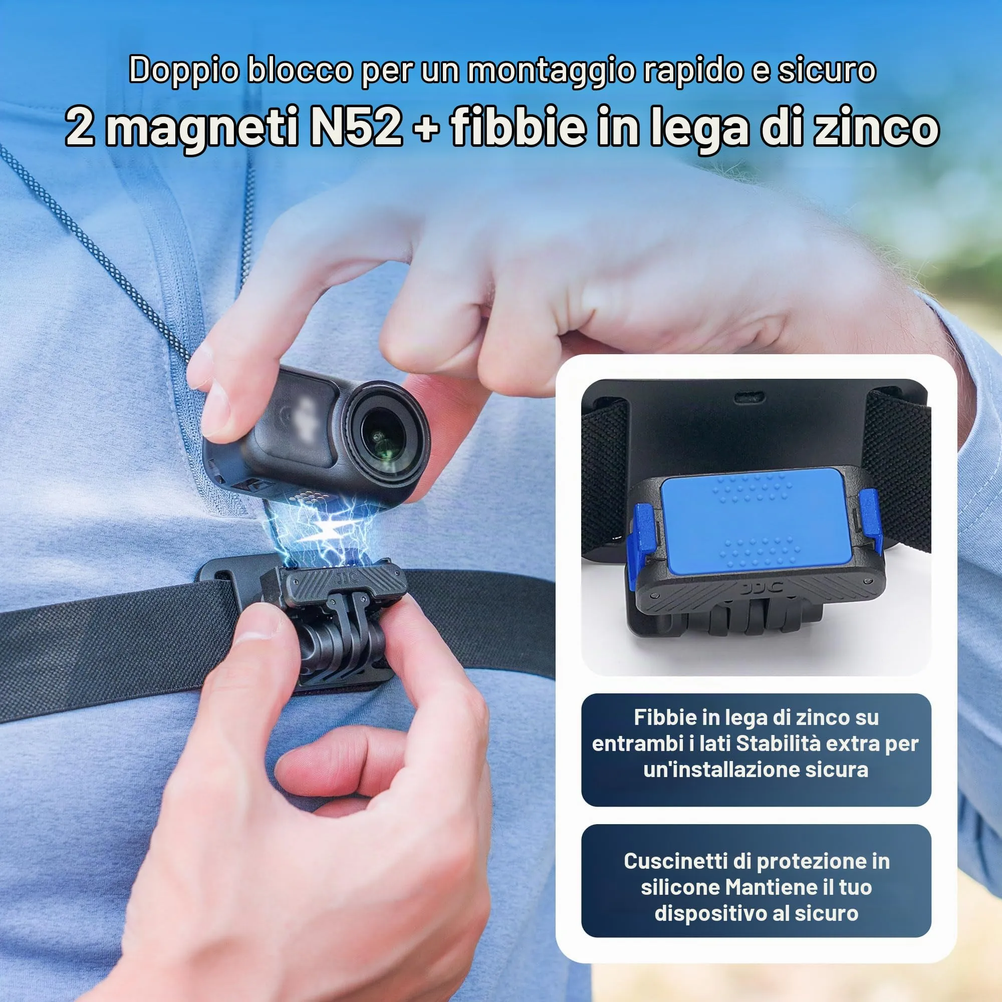 JJC Supporto magnetico da petto per DJI Osmo Nano Xtra Atto con corda anti-smarrimento - immagine 4