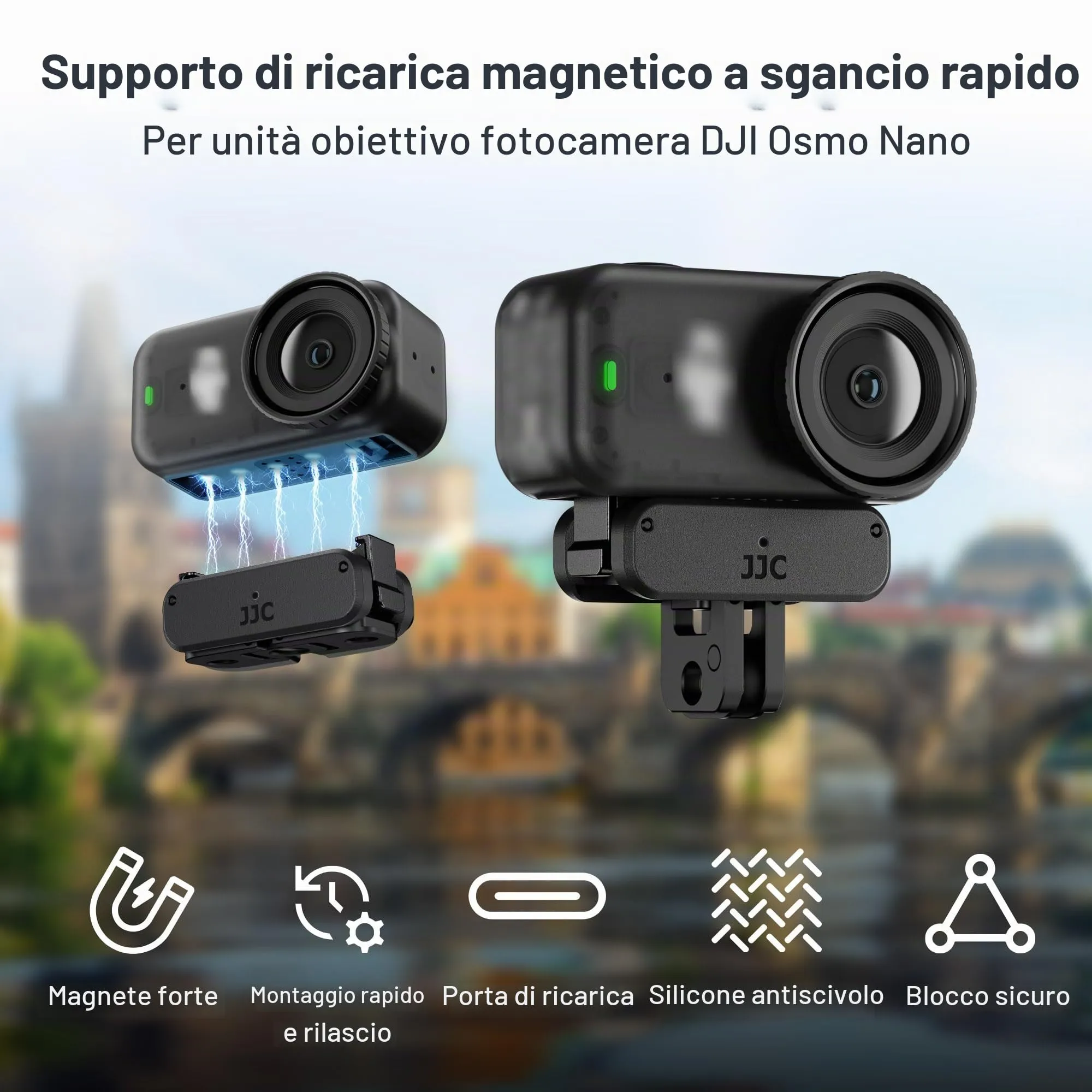 JJC Osmo Nano Supporto Magnetico di Ricarica con Fissaggi Pieghevoli e Filettatura 1/4" 20 UNC - immagine 3