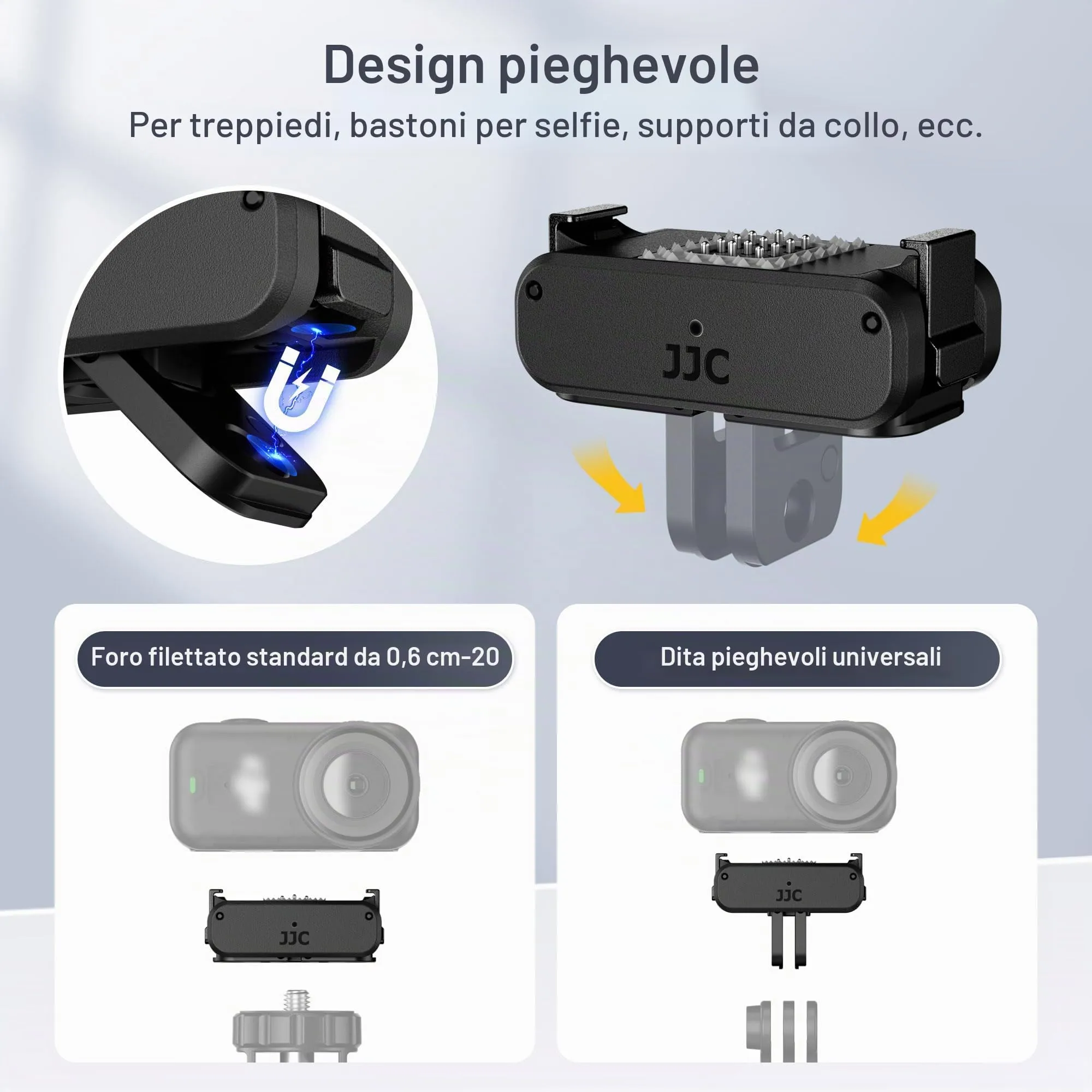 JJC Osmo Nano Supporto Magnetico di Ricarica con Fissaggi Pieghevoli e Filettatura 1/4" 20 UNC - immagine 5
