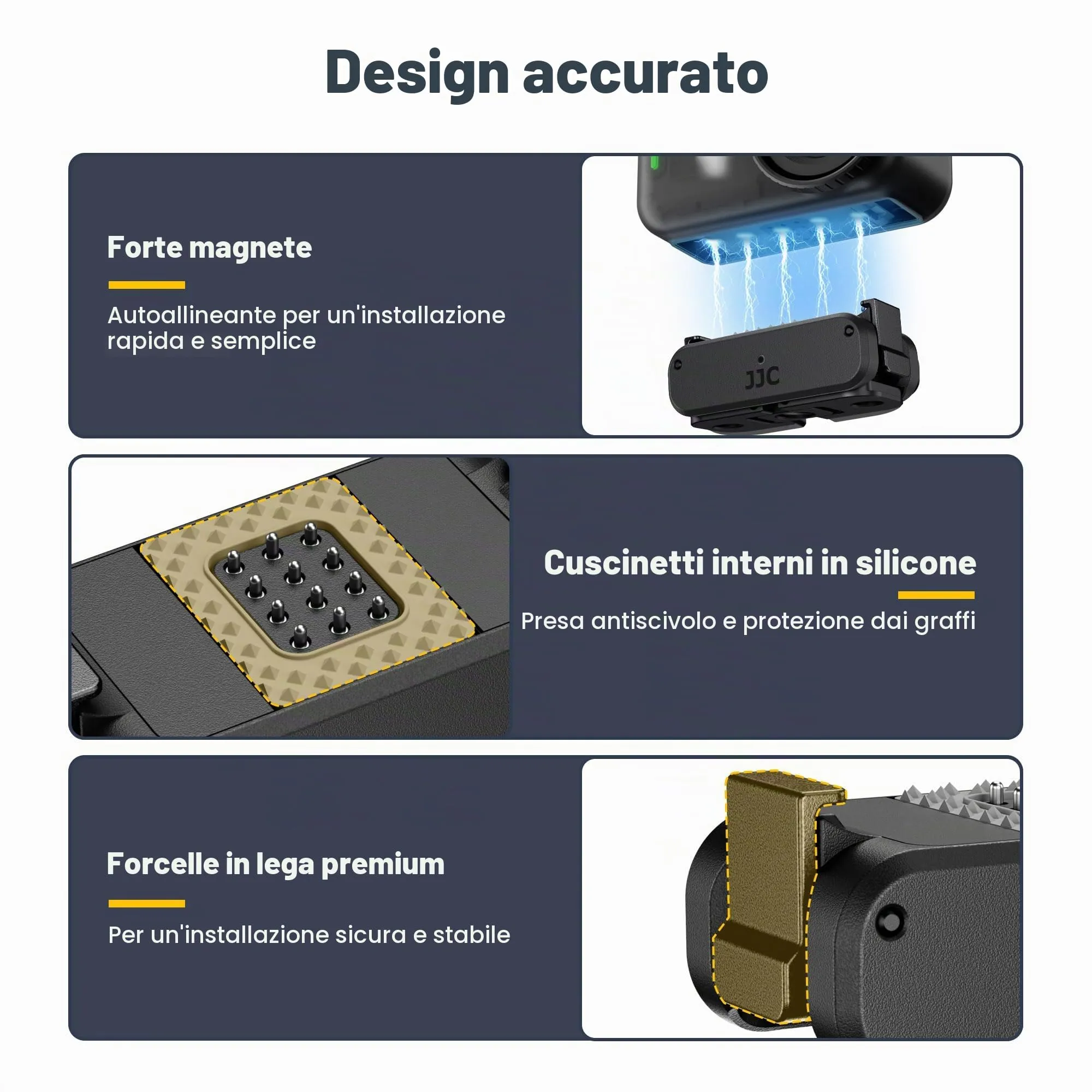 JJC Osmo Nano Supporto Magnetico di Ricarica con Fissaggi Pieghevoli e Filettatura 1/4" 20 UNC - immagine 6