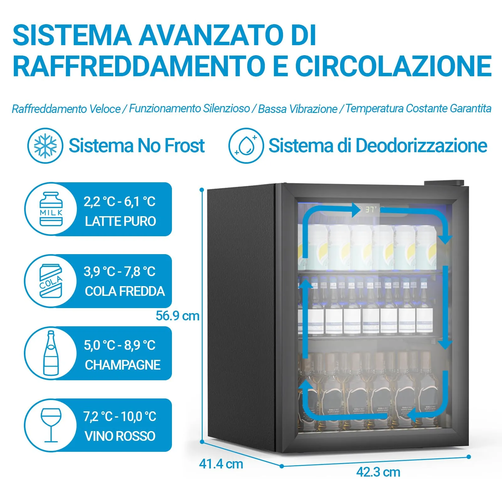 DollarDash Mini Frigorifero per Bevande 50L, Capacità 70 Lattine, Porta Trasparente, Display Digitale, Nero - immagine 4
