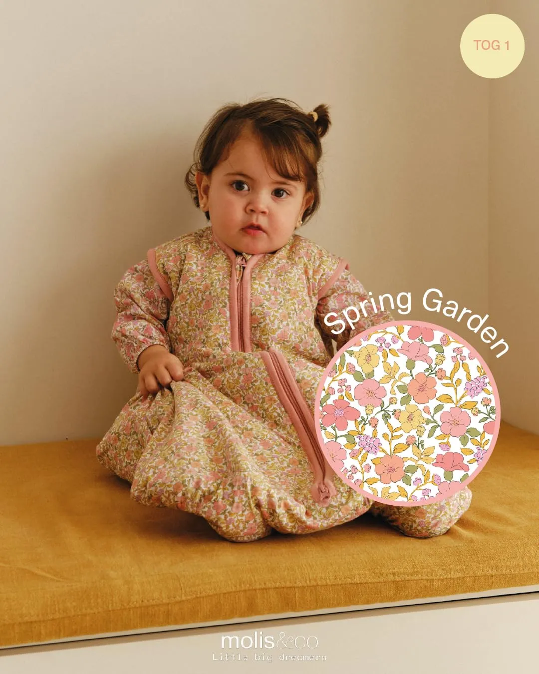 molis&co Sacco Nanna 1 TOG, 100% Cotone Certificato Oeko-Tex, Senza Maniche, Spring Garden, 18-36 mesi - immagine 4
