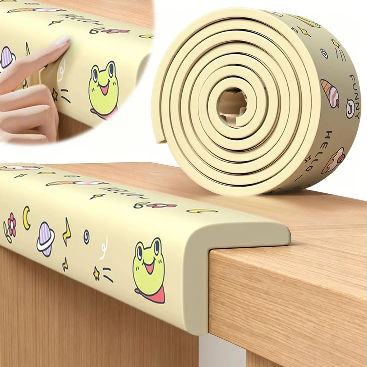 AnkekolyStar Paraspigoli in schiuma autoadesivi per bambini, mobili, tavoli e letti, Beige-1, 2M x 8CM - immagine 1