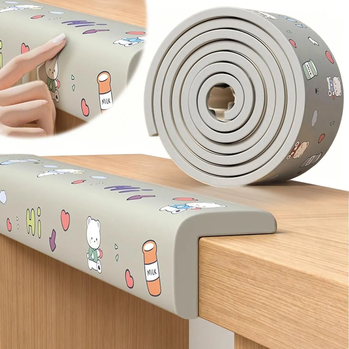 AnkekolyStar Paraspigoli in schiuma autoadesivi per bambini, Grigio-2, 2M X 8CM - immagine 1