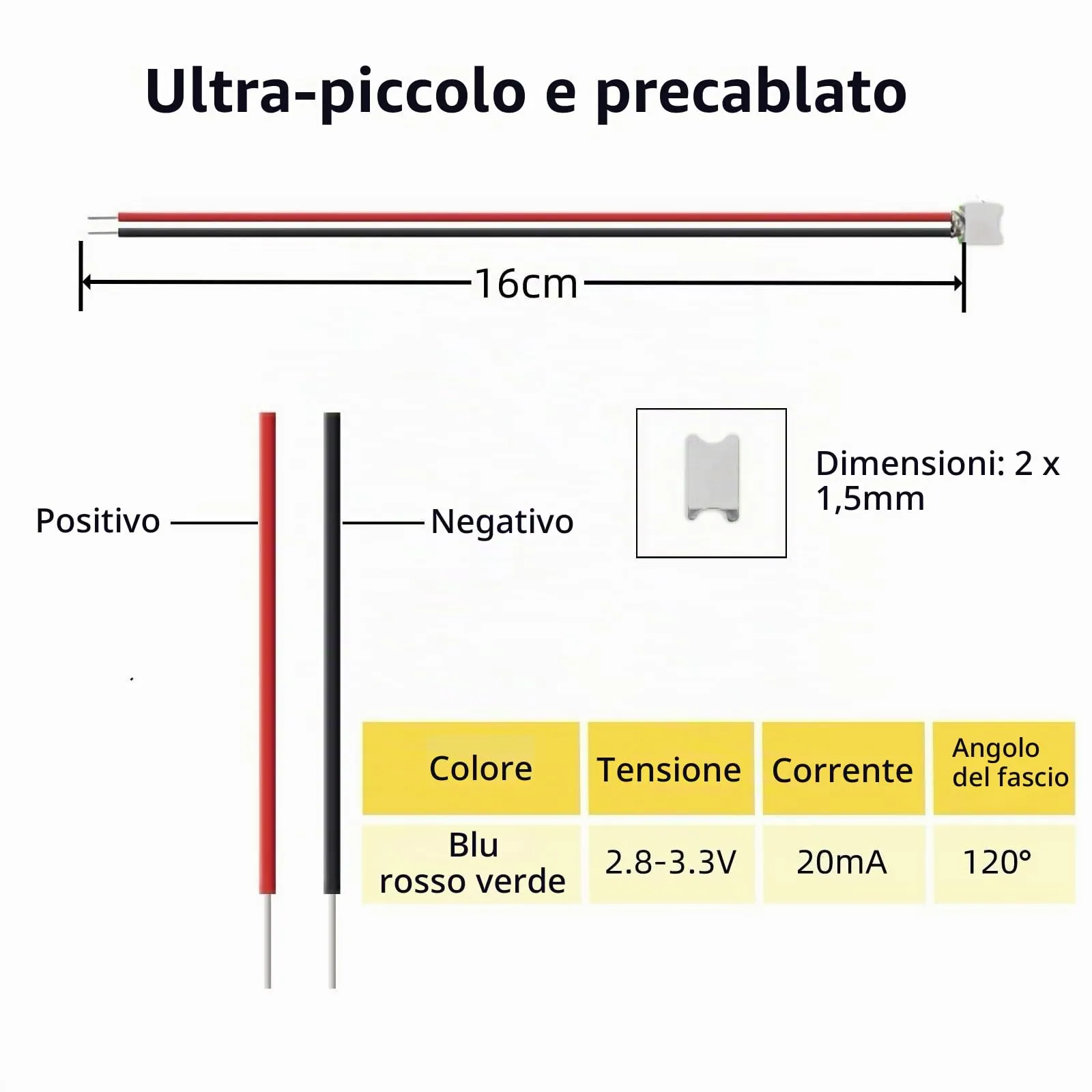 Zenovate 30 Pezzi Micro LED SMD 0805 Pre-cablati 3V, Filo 16 cm per Modellismo e Diorami - immagine 2