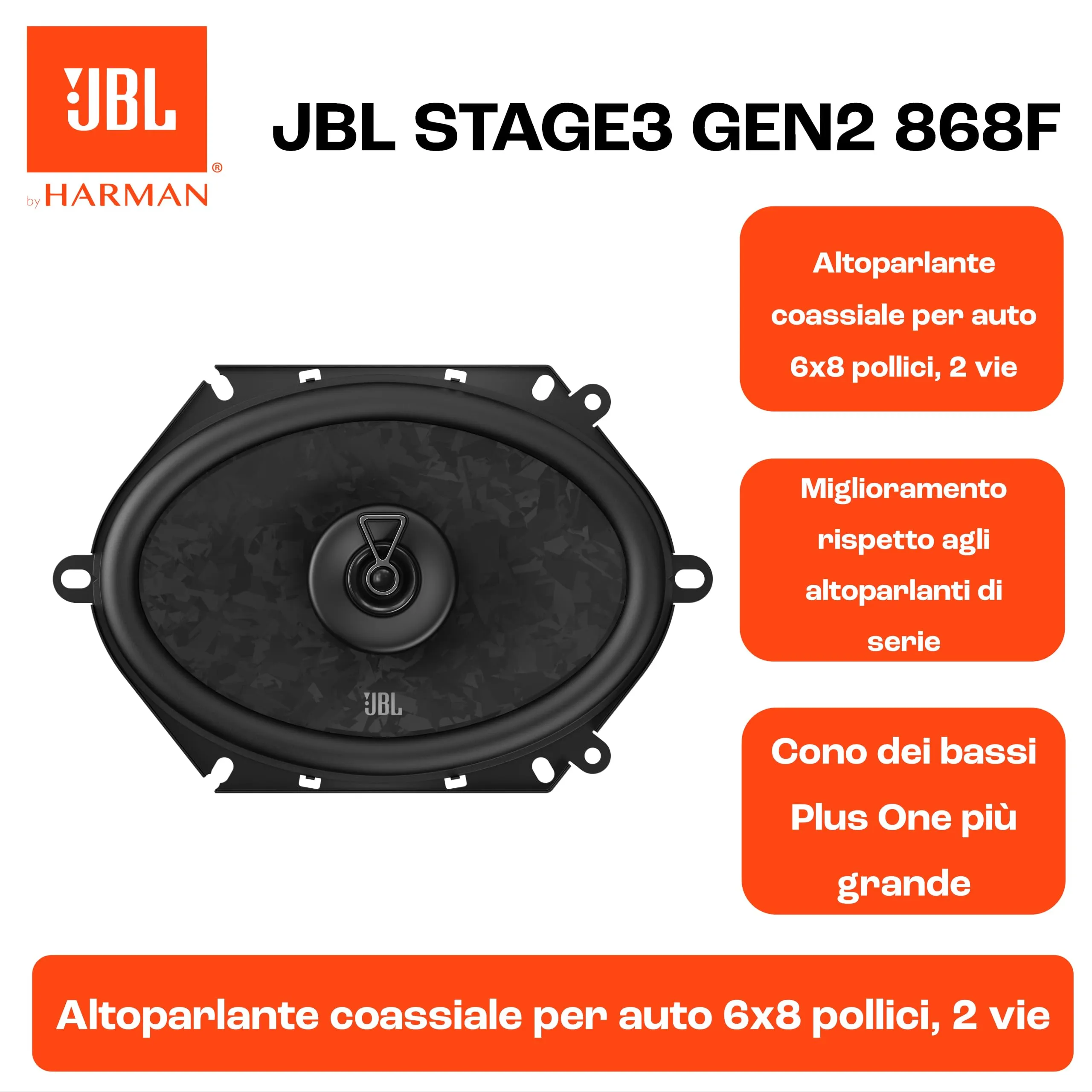 JBL Stage3 Gen2 868F 6 x 8 in Coaxial 2-Way Car Speakers - immagine 5