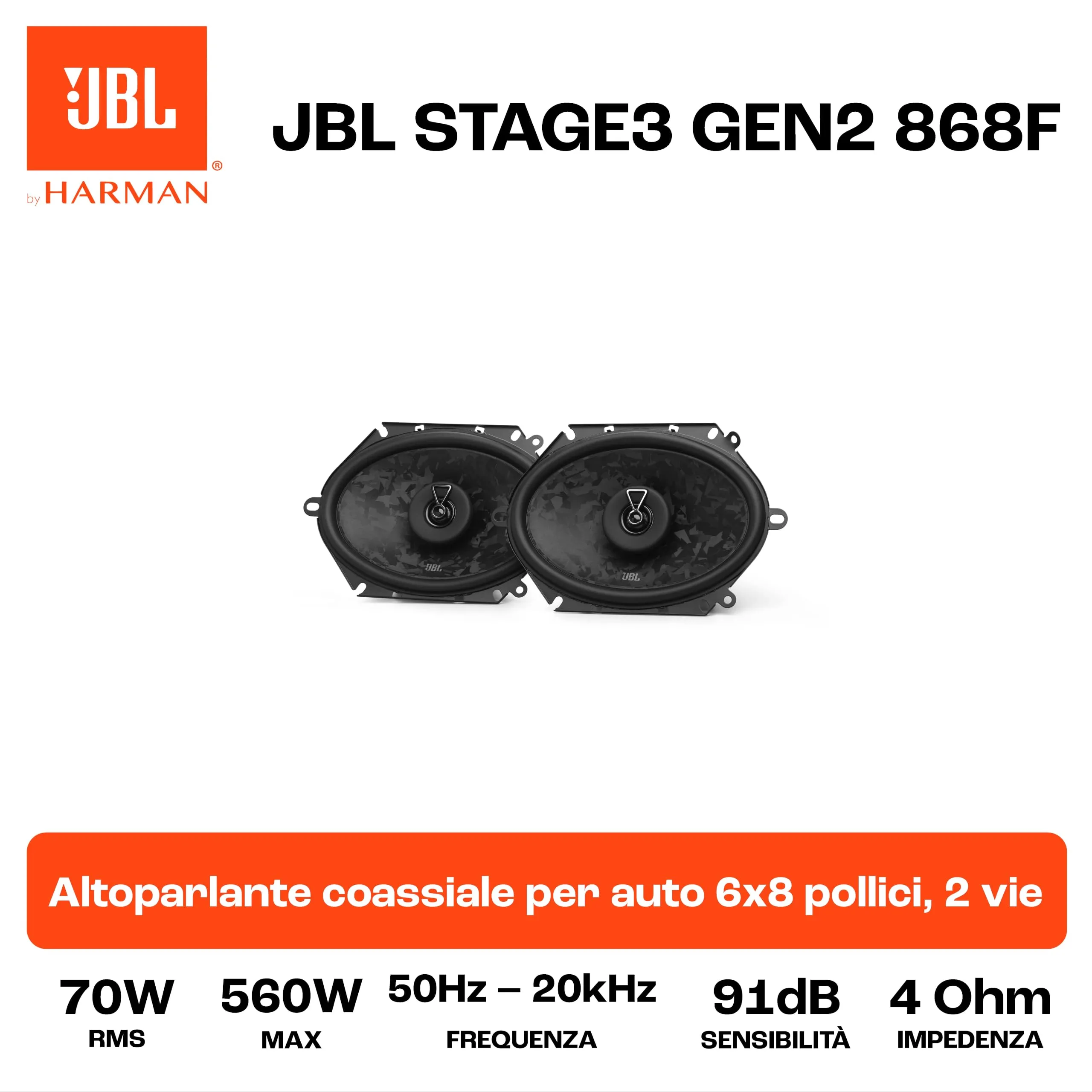 JBL Stage3 Gen2 868F 6 x 8 in Coaxial 2-Way Car Speakers - immagine 6
