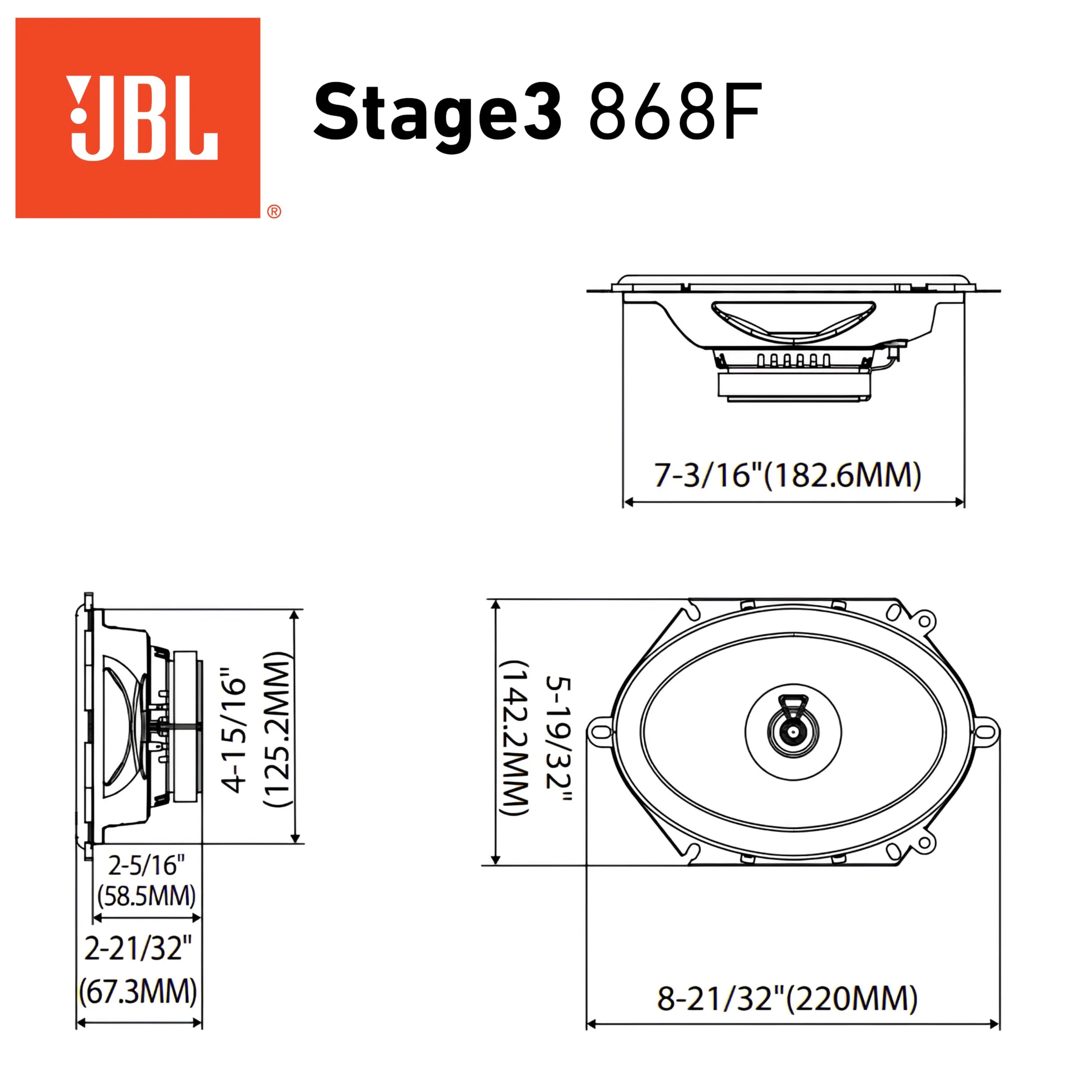 JBL Stage3 Gen2 868F 6 x 8 in Coaxial 2-Way Car Speakers - immagine 12