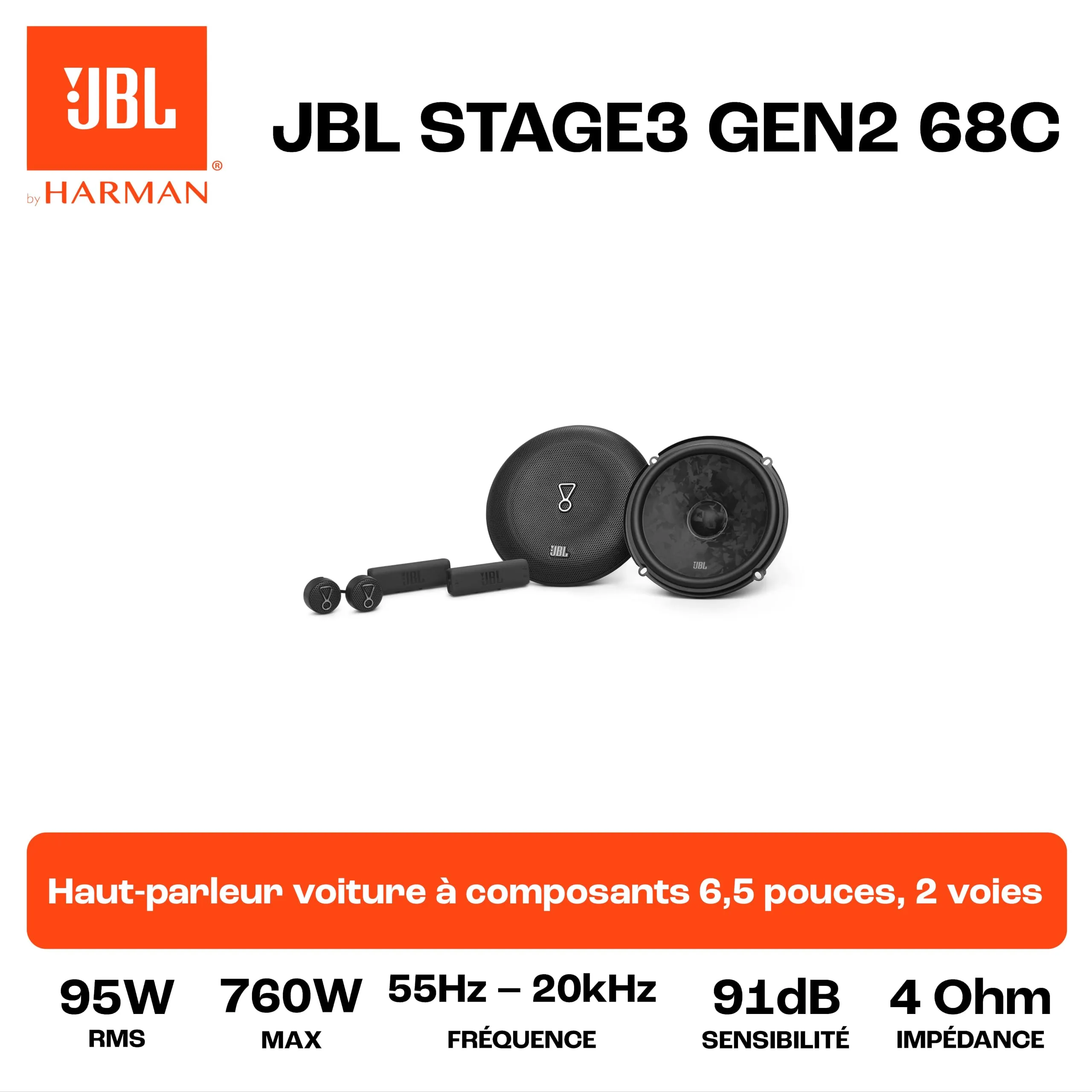 JBL Stage3 Gen2 68C 6.5" (165mm) 2-Way Component Car Speakers - immagine 6