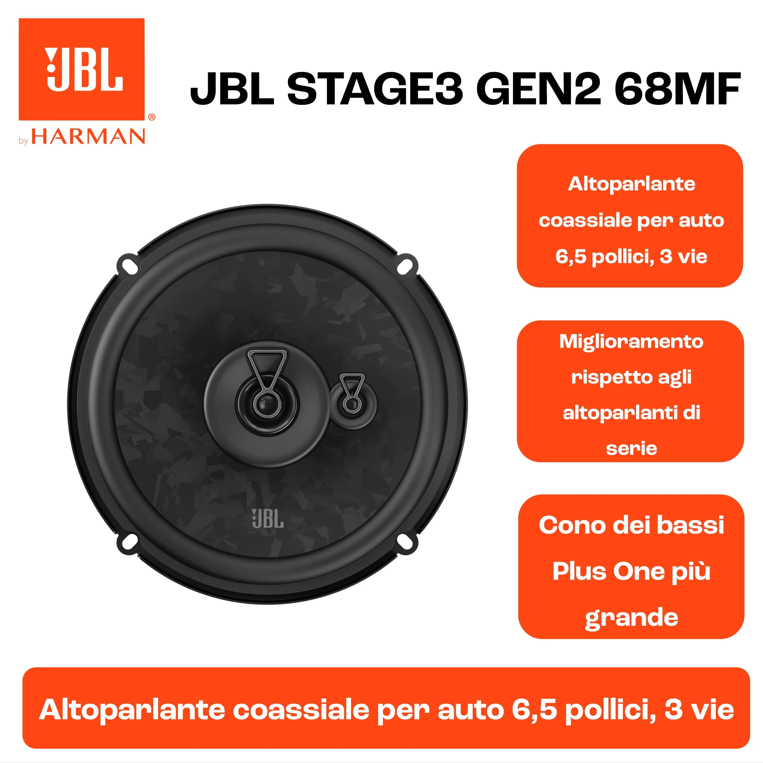 JBL Stage3 Gen2 68MF 6.5" (165mm) 3-Way Coaxial Car Speakers - immagine 5