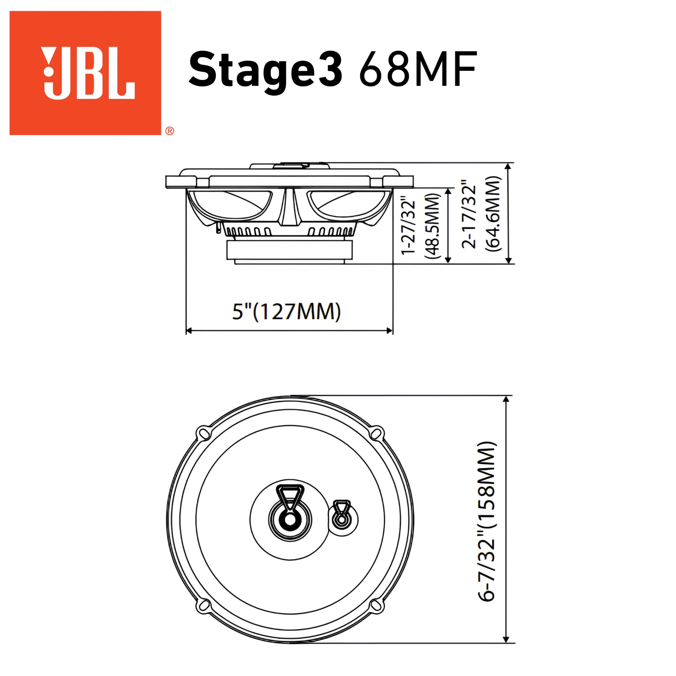 JBL Stage3 Gen2 68MF 6.5" (165mm) 3-Way Coaxial Car Speakers - immagine 11