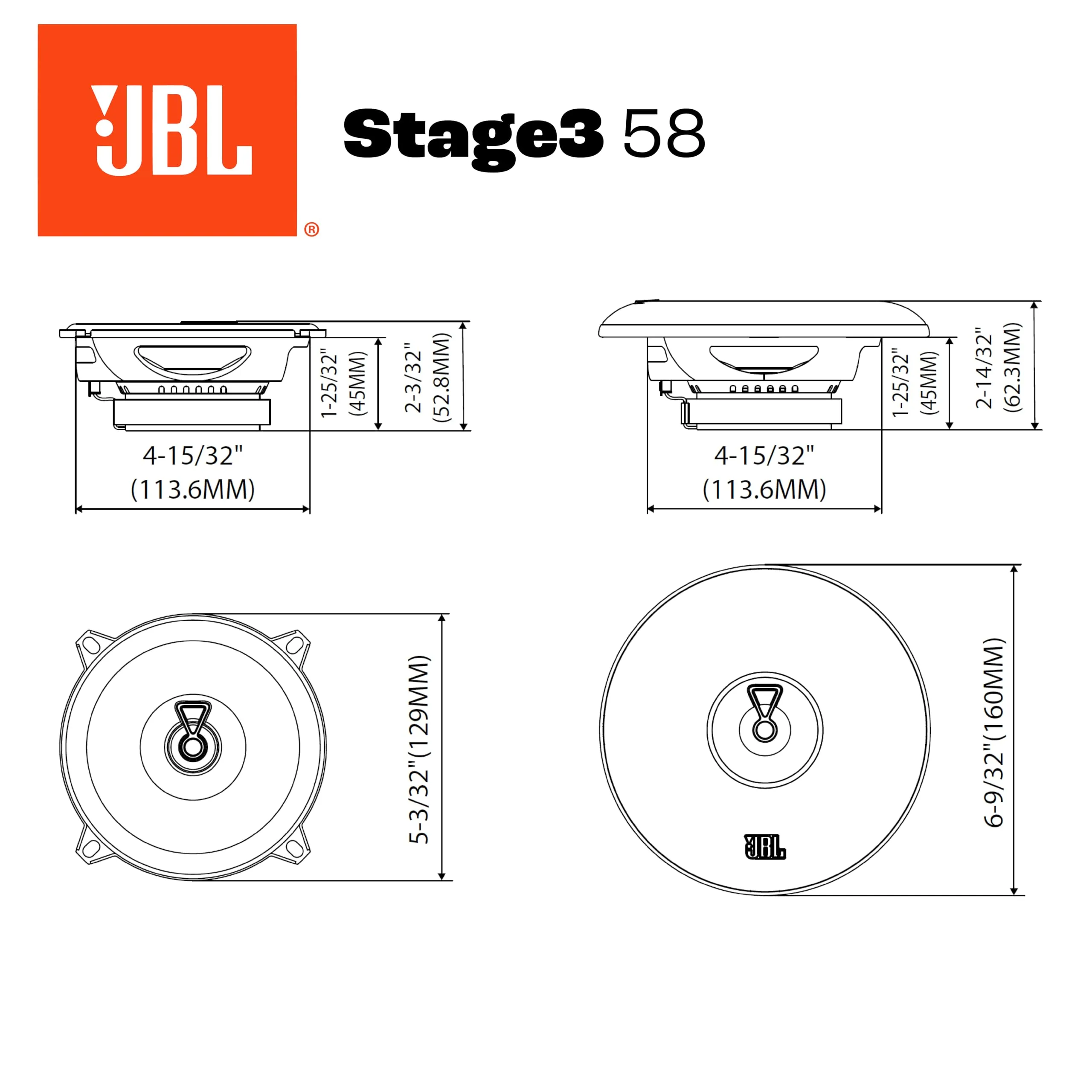 JBL Stage3 Gen2 58 5.25" (13 cm) 2-Way Coaxial Car Speakers - immagine 14