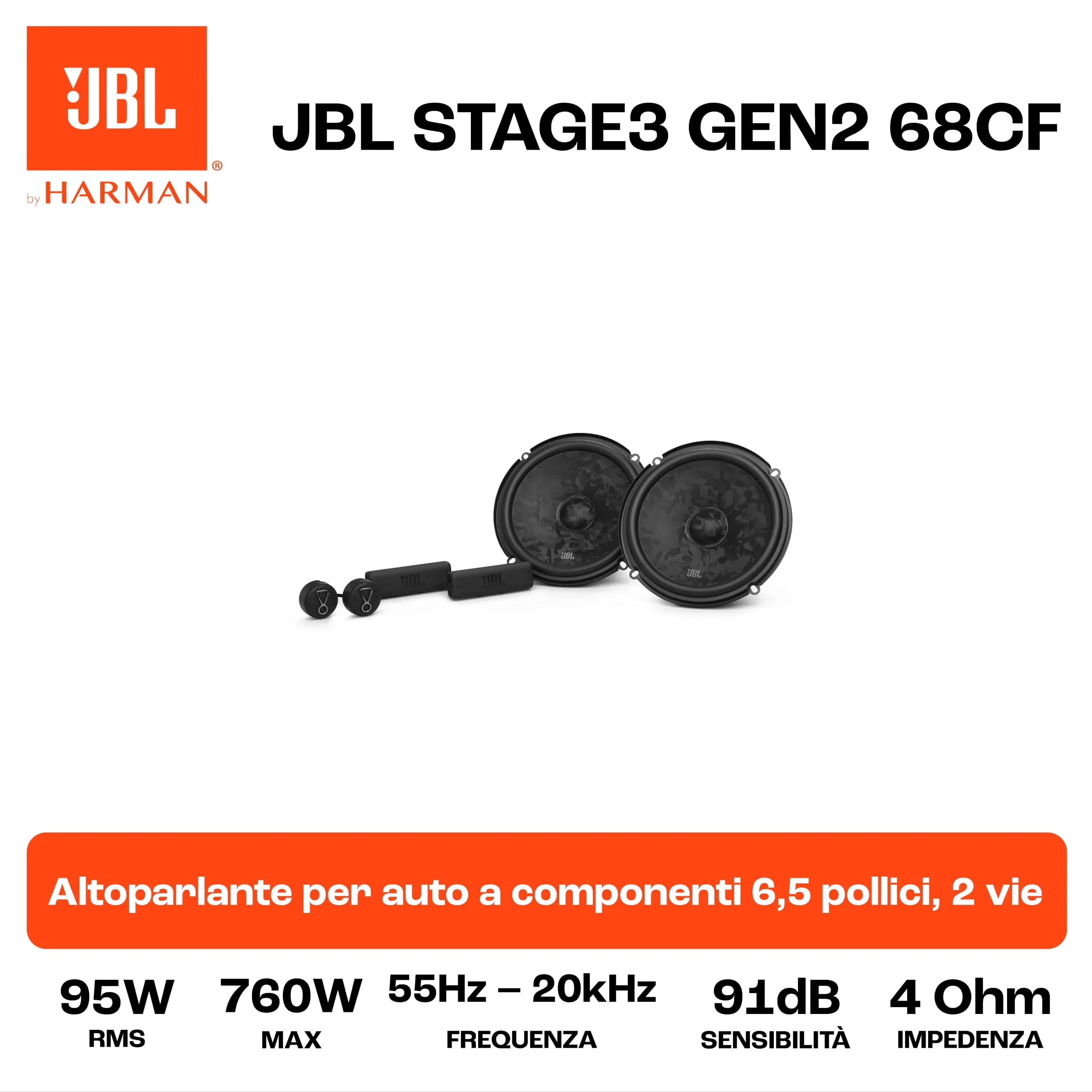 JBL Stage3 Gen2 68CF 6.5" 2-Way Component Speaker Kit - immagine 6
