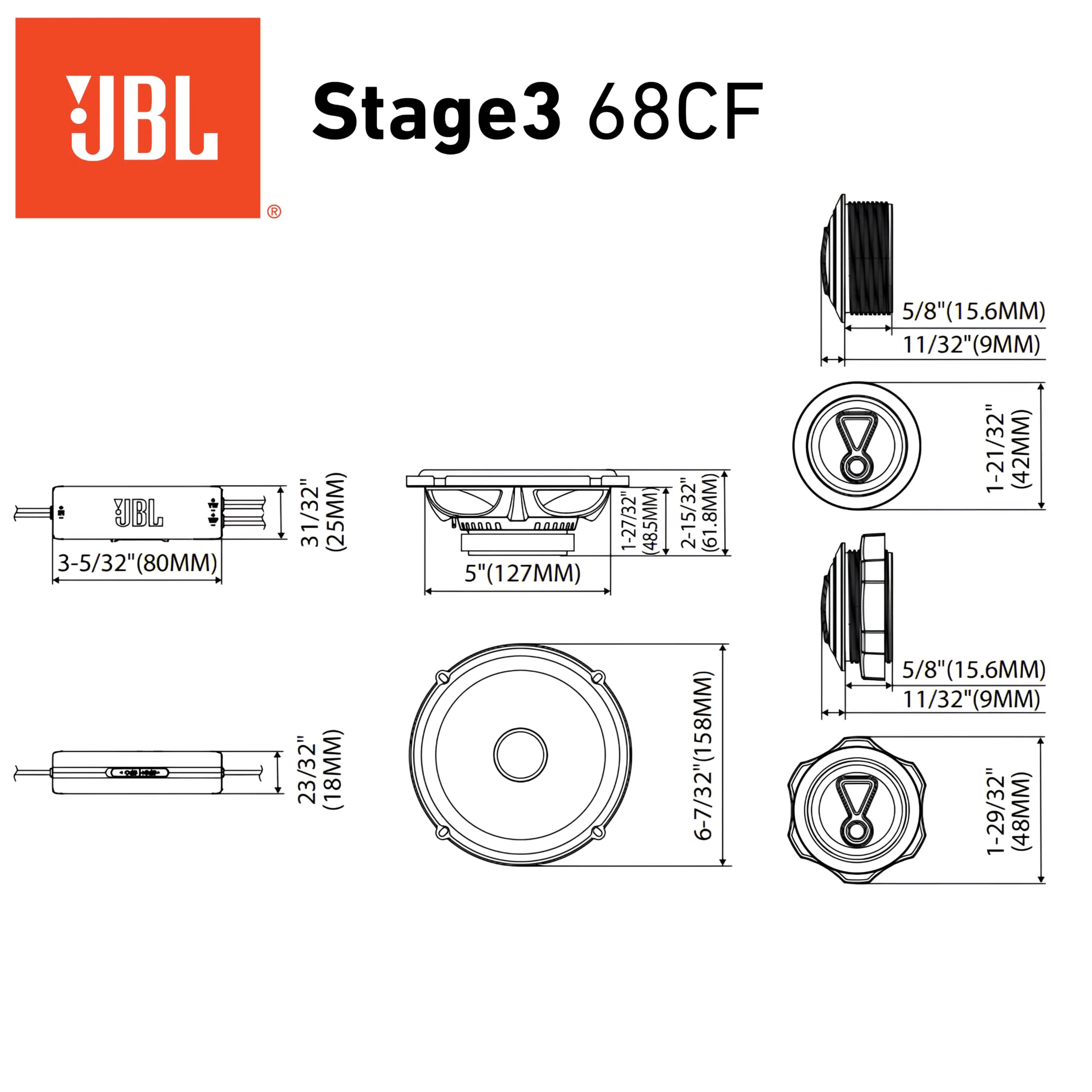 JBL Stage3 Gen2 68CF 6.5" 2-Way Component Speaker Kit - immagine 13