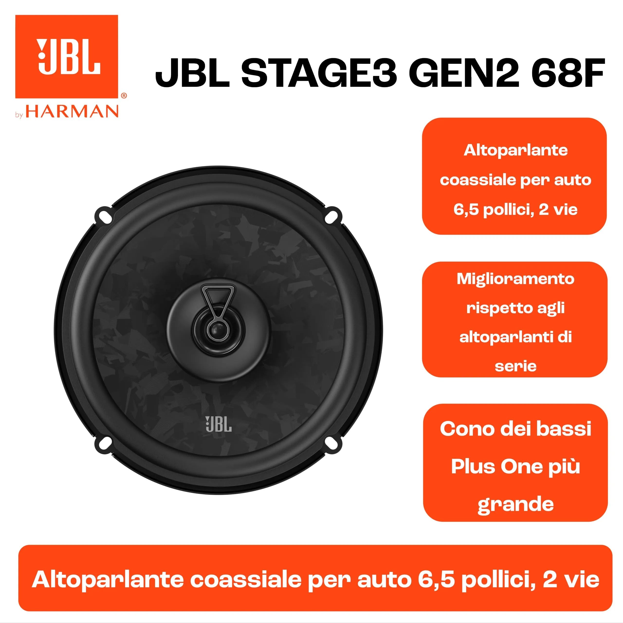 JBL Stage3 Gen2 68F 6.5" (165mm) 2-Way Coaxial Car Speakers - immagine 5