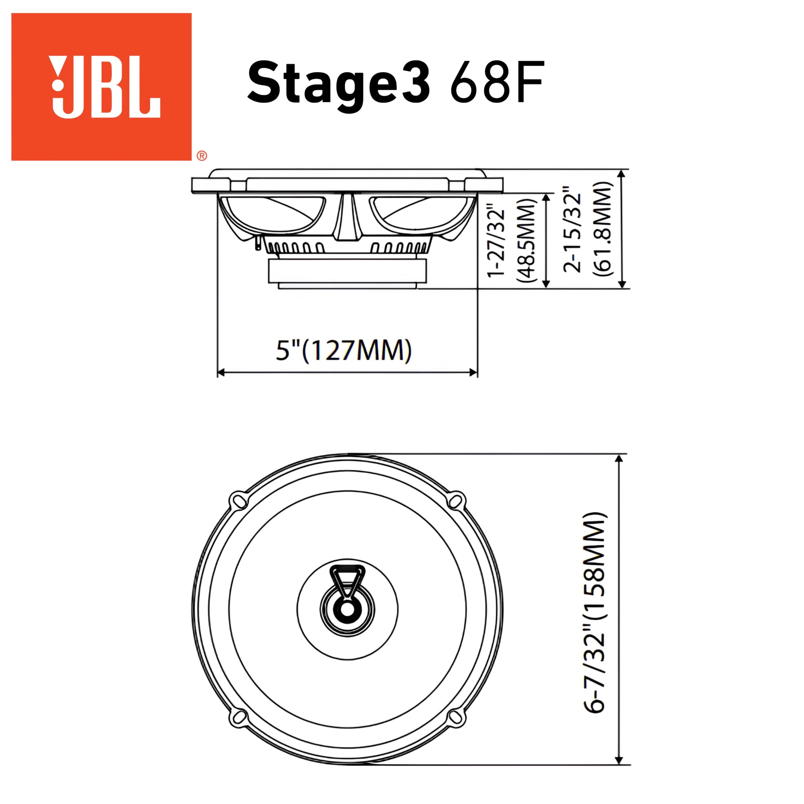 JBL Stage3 Gen2 68F 6.5" (165mm) 2-Way Coaxial Car Speakers - immagine 11
