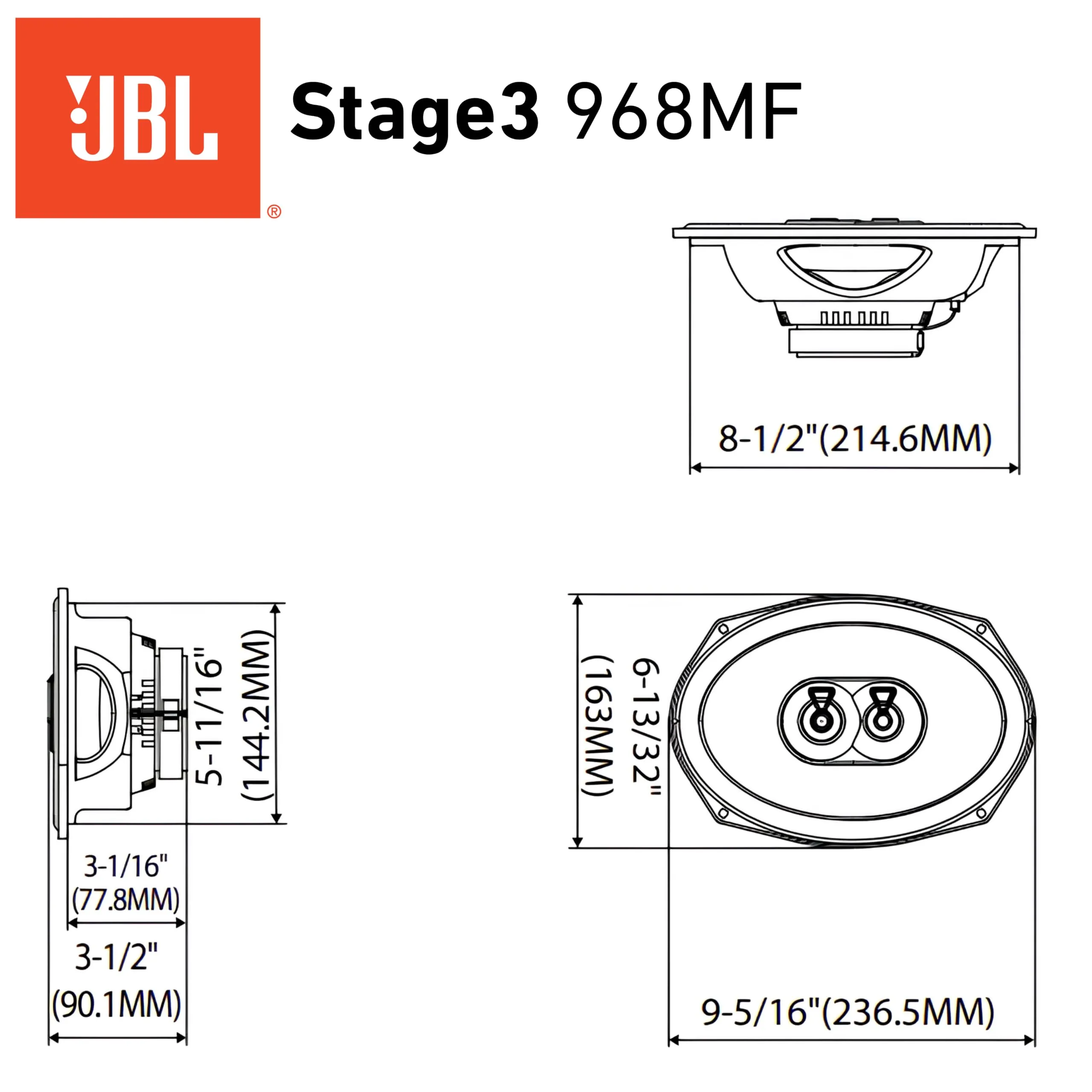 JBL Stage3 Gen2 968MF 6x9" 3-Way Coaxial Car Speakers - immagine 11