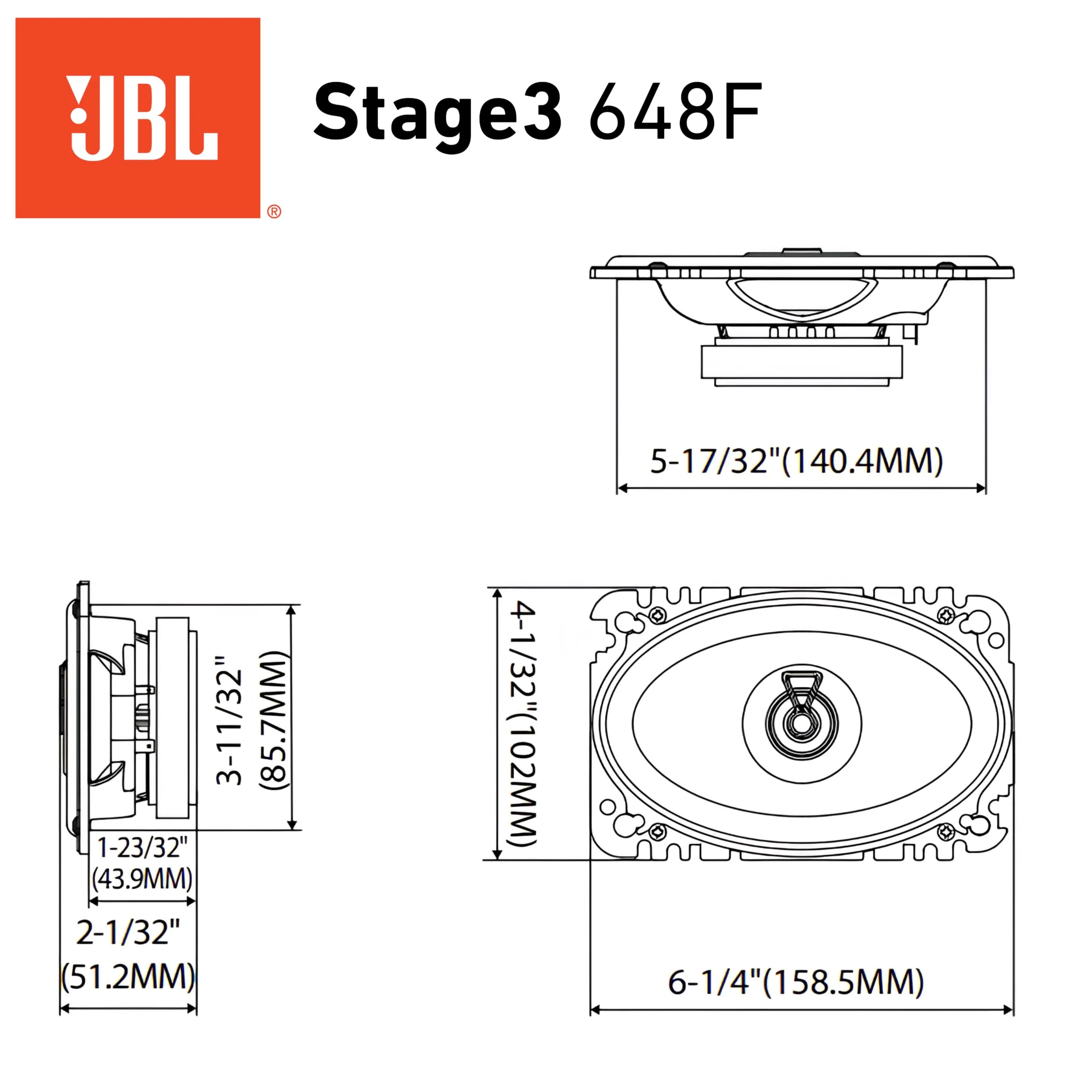 JBL Stage3 Gen2 648F 4x6" (10x15 cm) 2-Way Coaxial Car Speakers - immagine 12