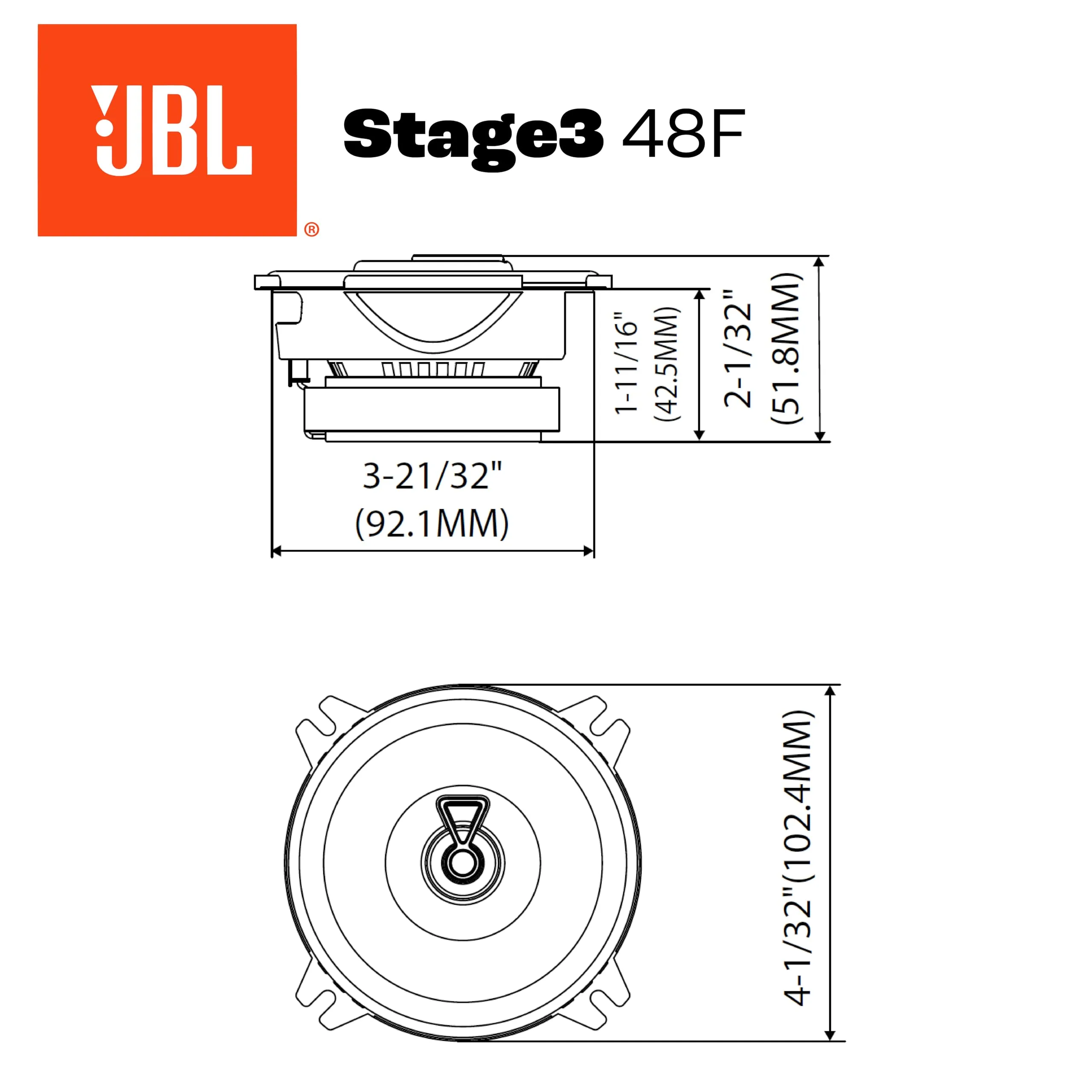 JBL Stage3 Gen2 48F 4" (10 cm) 2-Way Coaxial Car Speakers - immagine 12