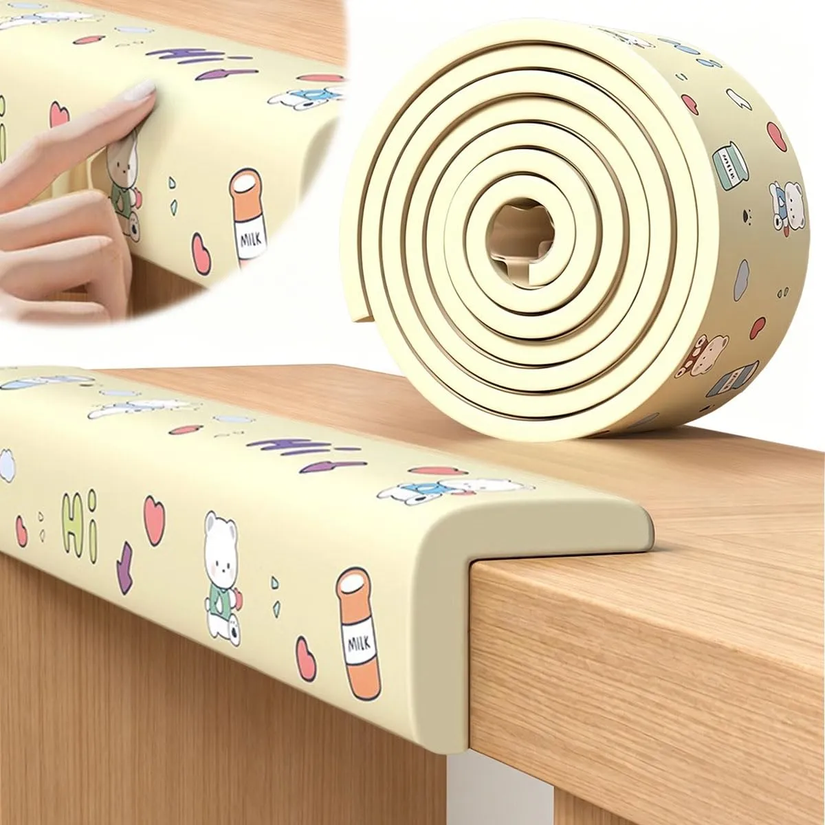 AnkekolyStar Paraspigoli in schiuma autoadesivi per mobili (Beige-3, 2M x 8CM) - immagine 1