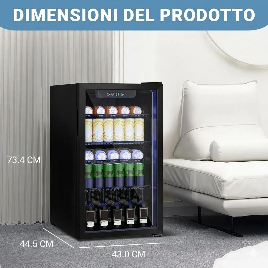 DollarDash Frigorifero per bevande 80L, 115 lattine, porta trasparente, ripiano regolabile e indicatore LED (Nero) - immagine 3