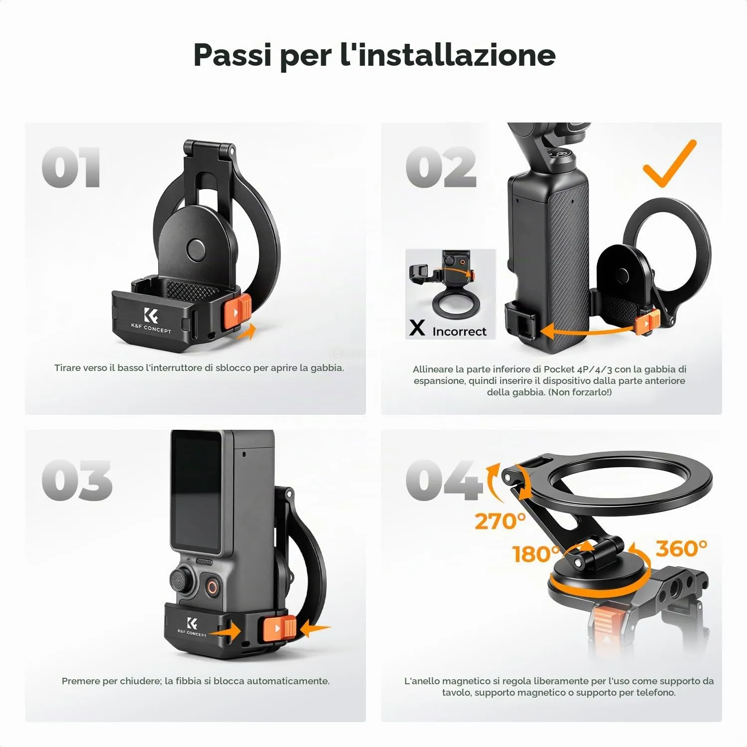 K&F CONCEPT Cornice Estensibile Magnetica per DJI Osmo Pocket 3/4 - immagine 9